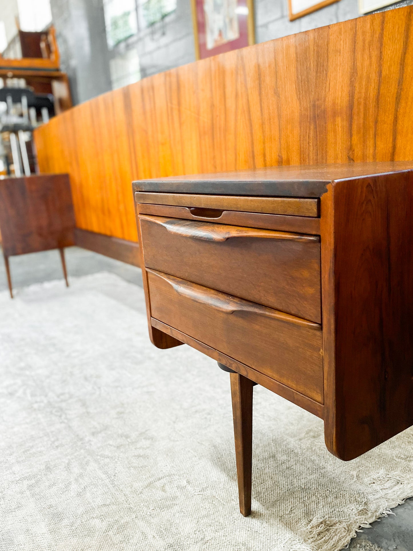 EE Meyer for Binnehuis Queen Headboard with Attached Bedside Tables