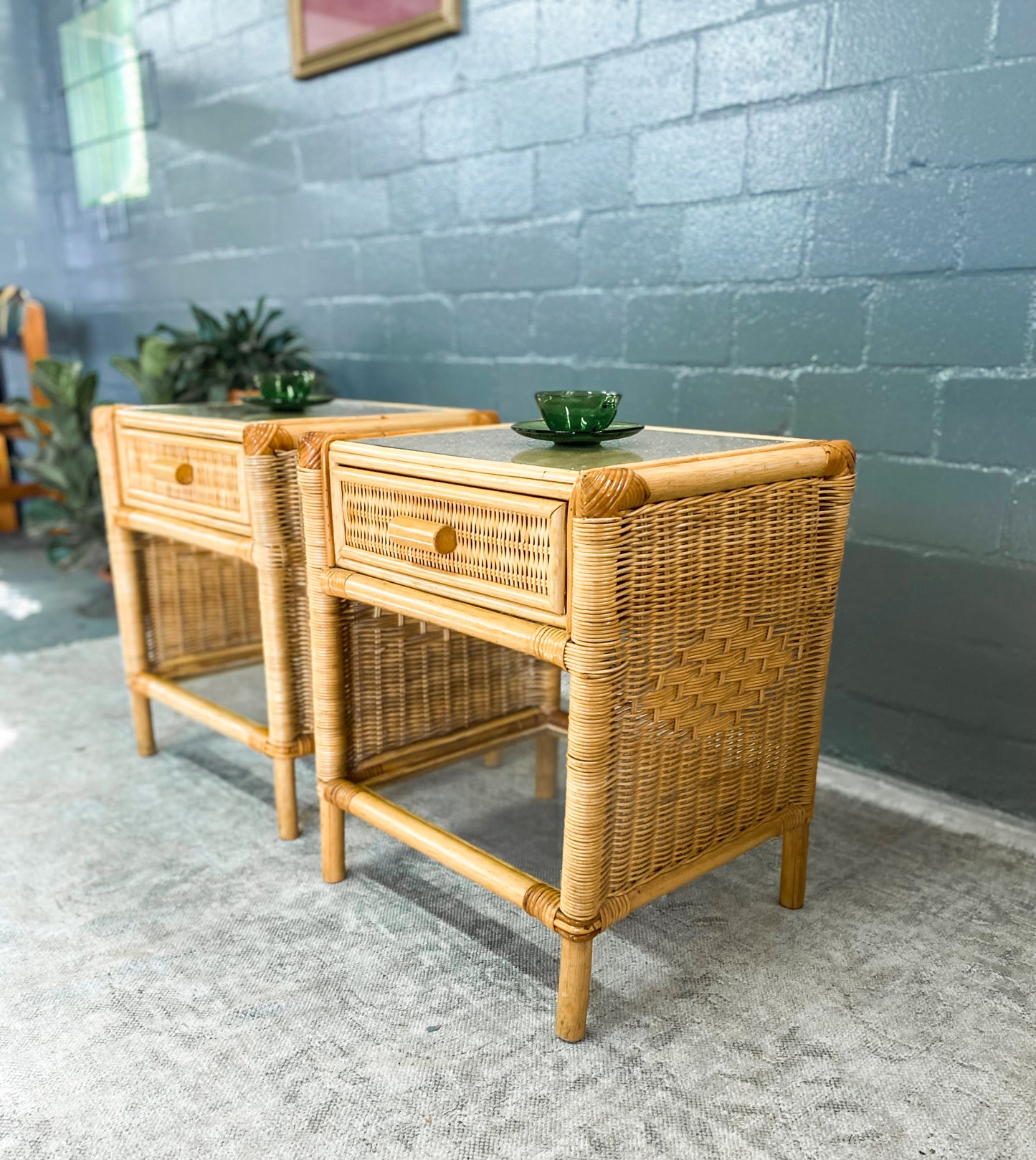 Woven Wicker Pedestals