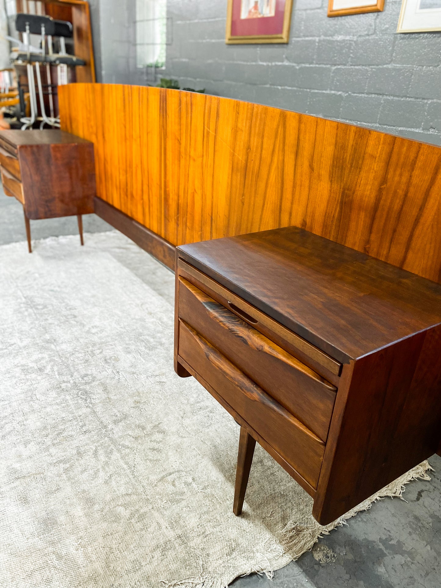 EE Meyer for Binnehuis Queen Headboard with Attached Bedside Tables