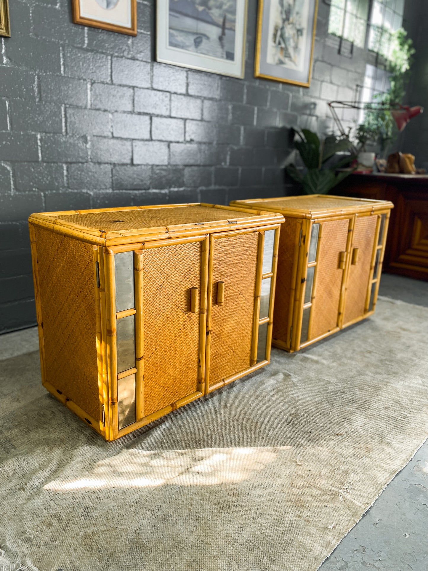 Woven Wicker & Cane Pedestals