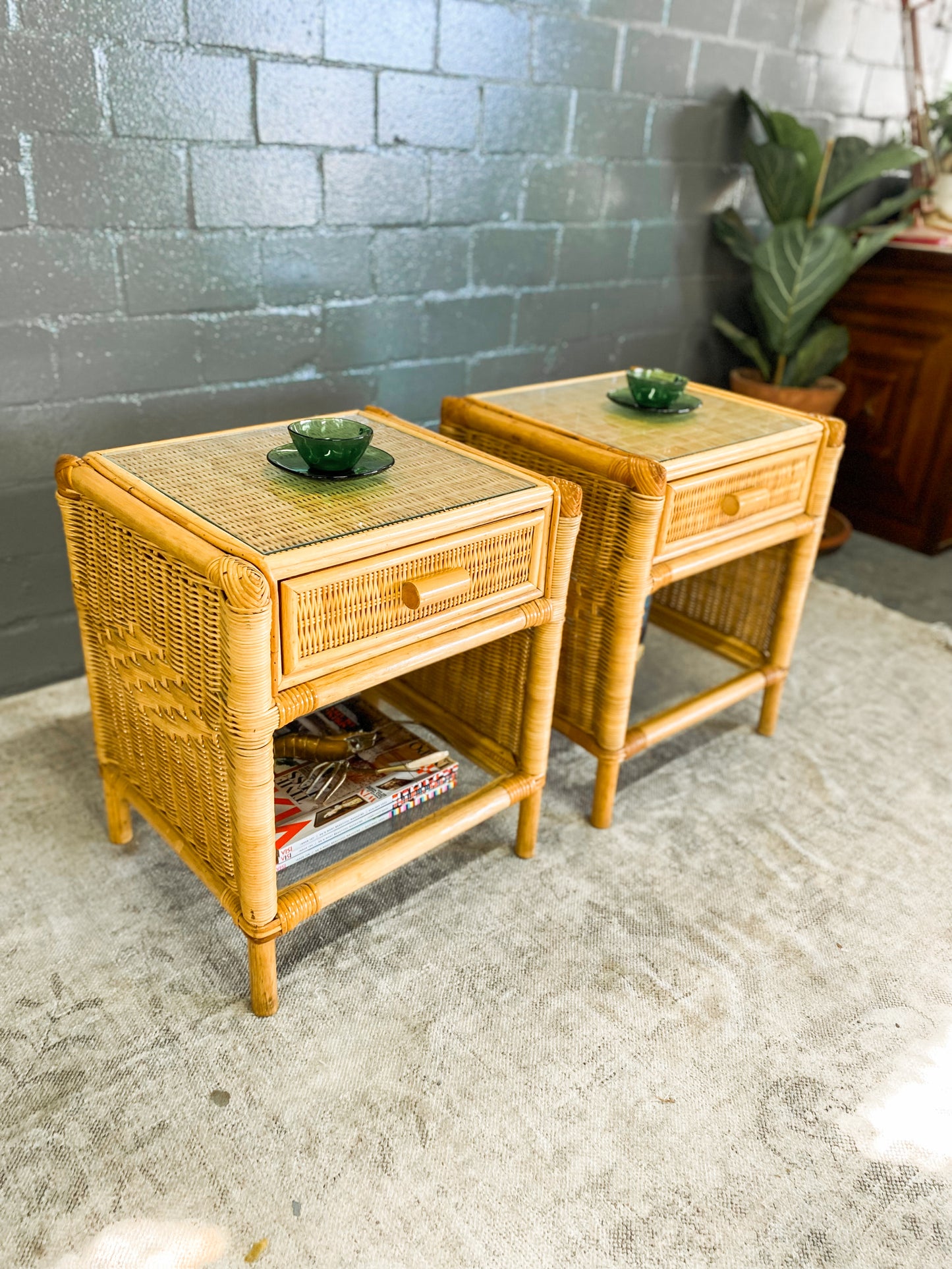 Woven Wicker Pedestals