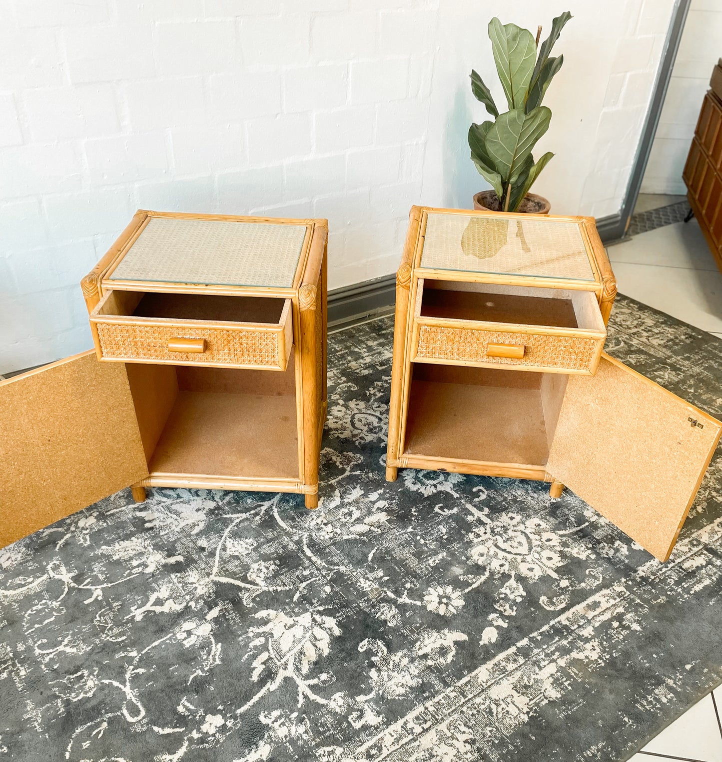 Pair of Cane Pedestals