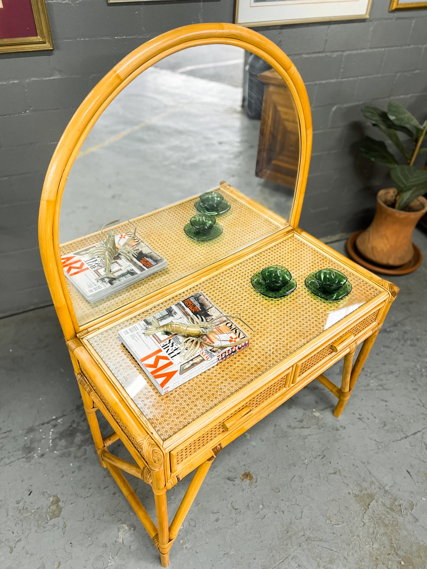 Cane Dresser & Mirror