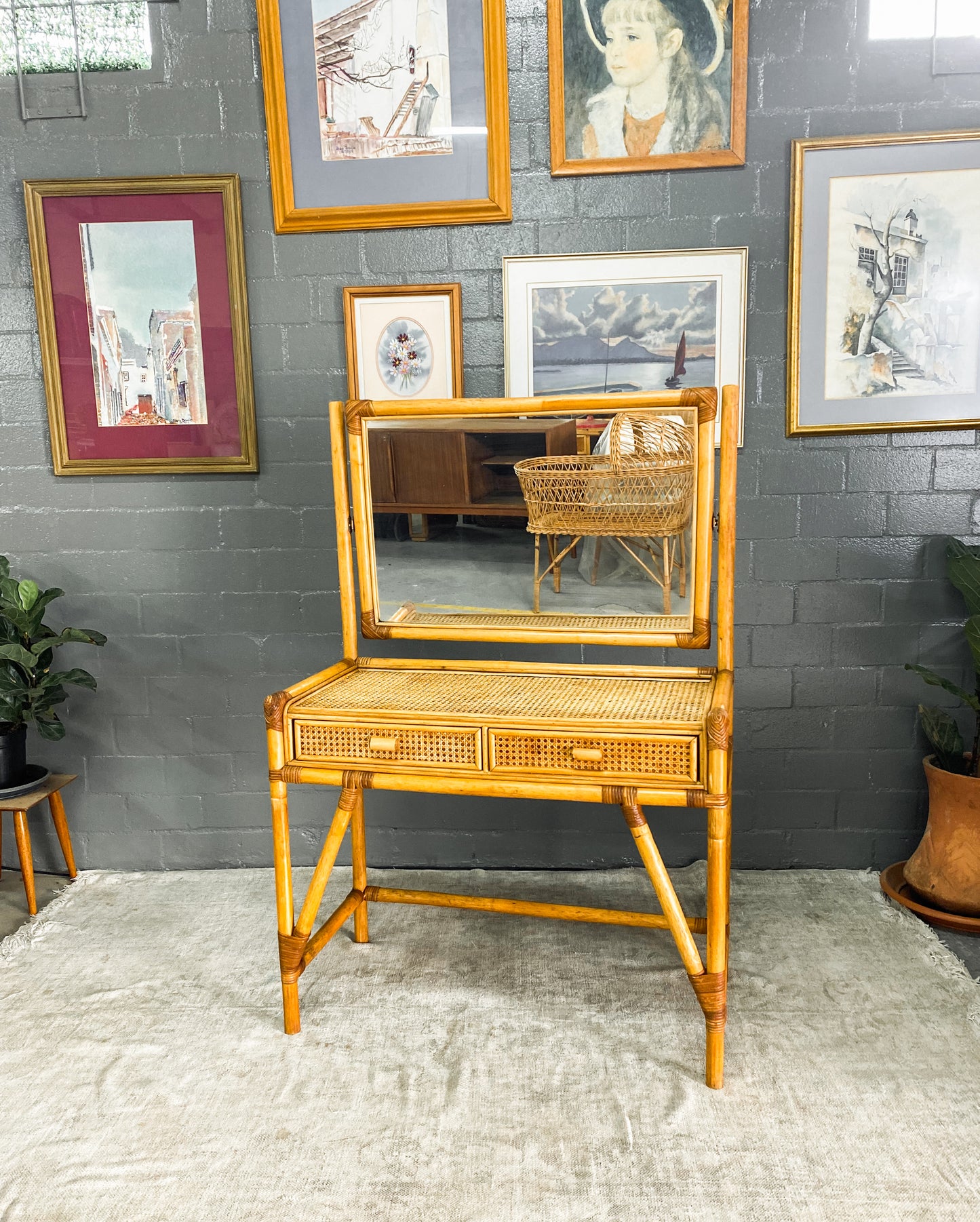 Cane Dresser & Mirror