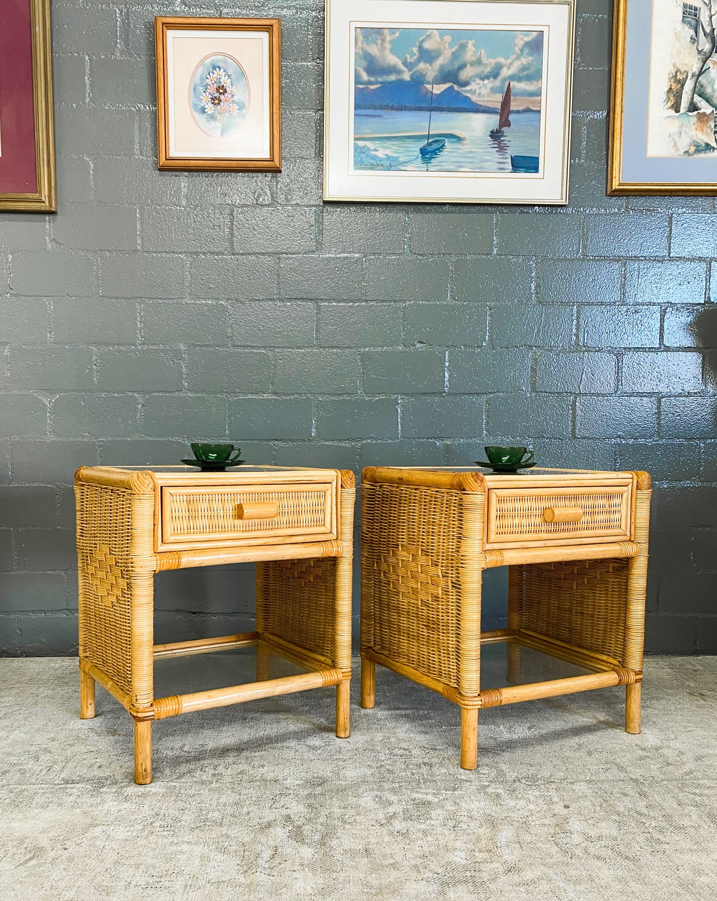 Woven Wicker Pedestals
