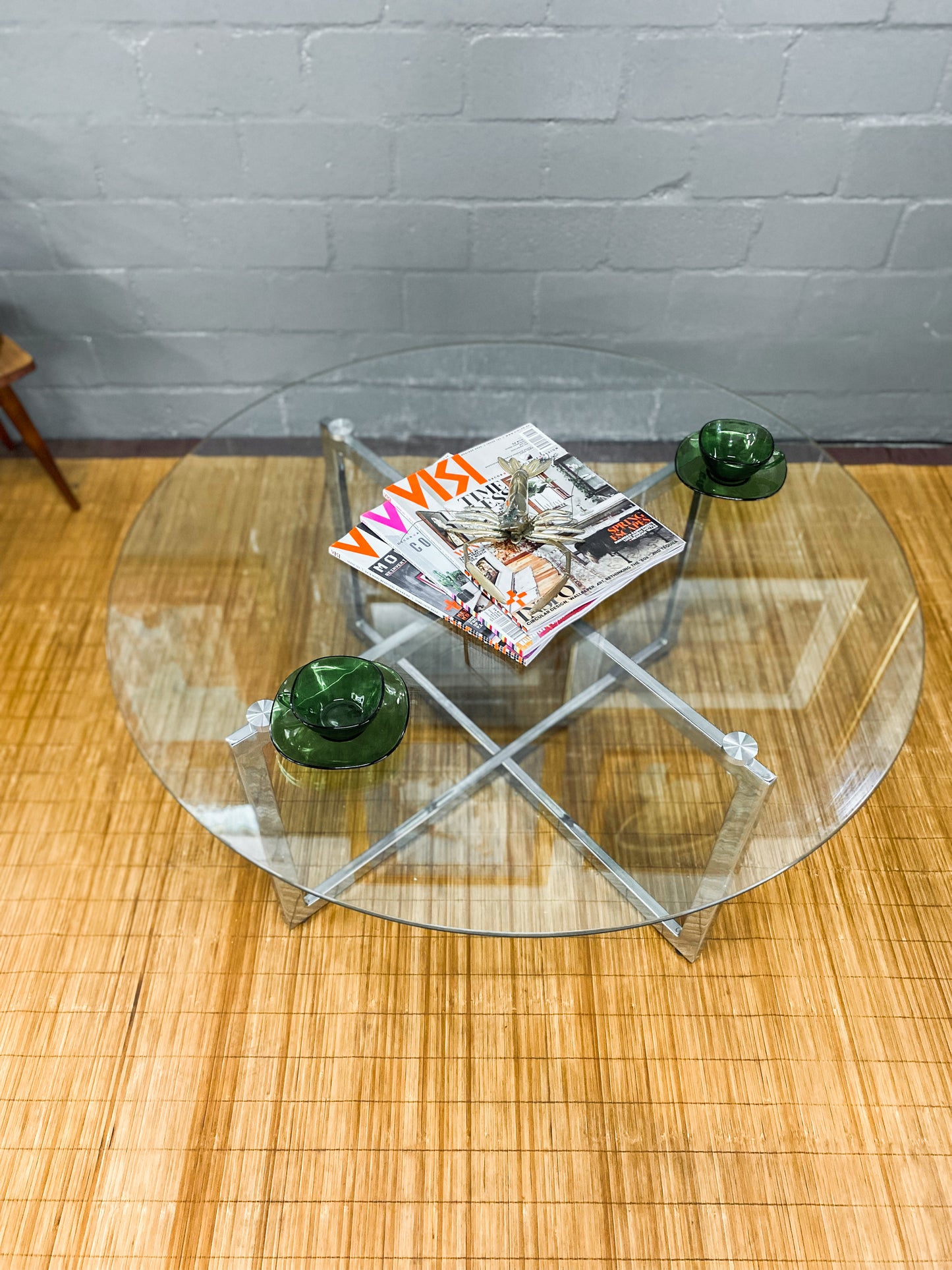 Glass and Chrome Circular Coffee Table