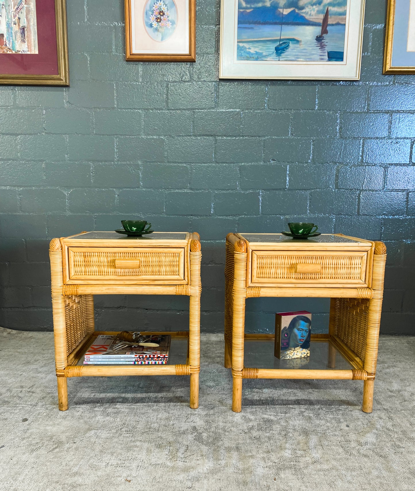 Woven Wicker Pedestals