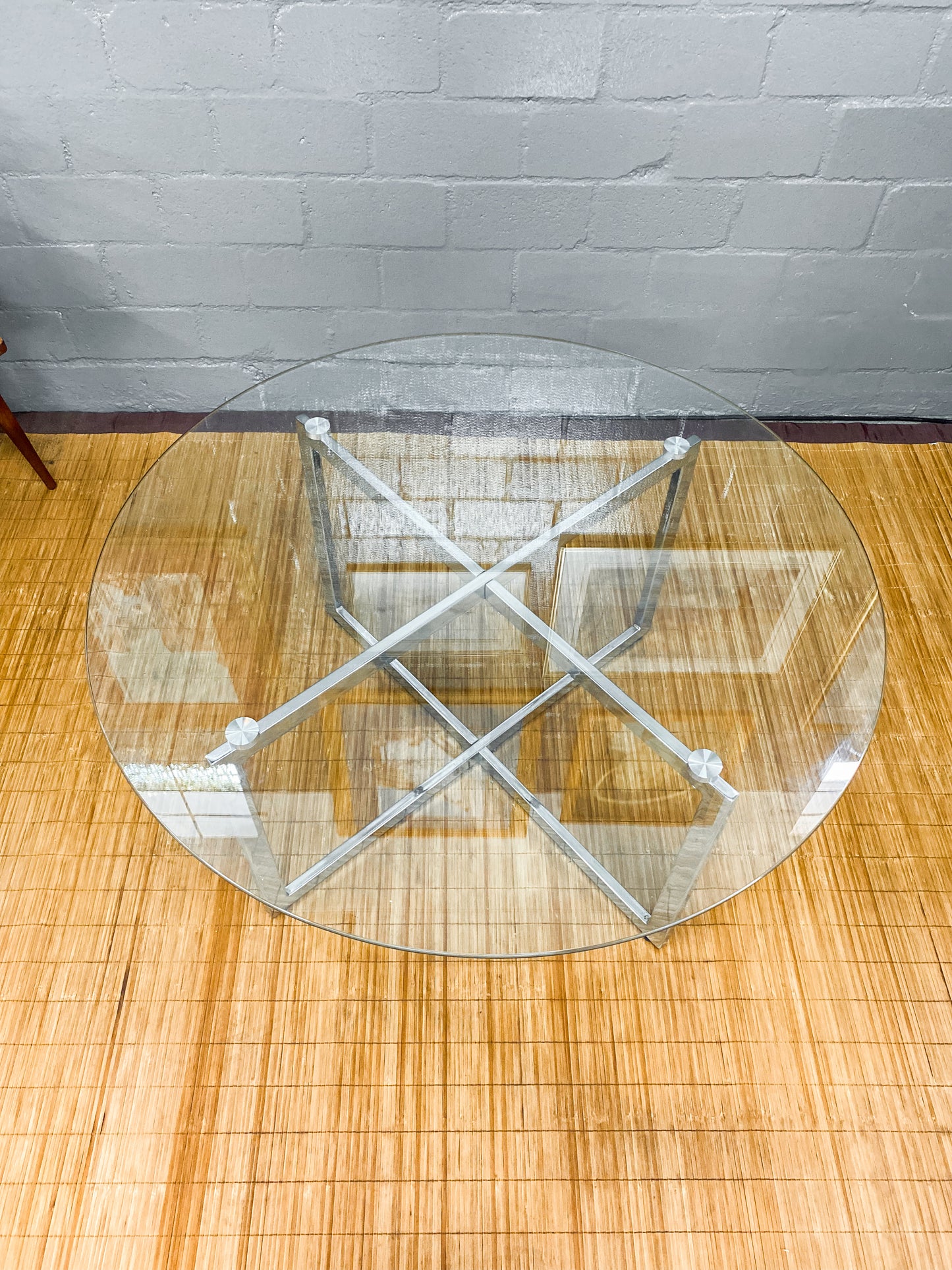 Glass and Chrome Circular Coffee Table