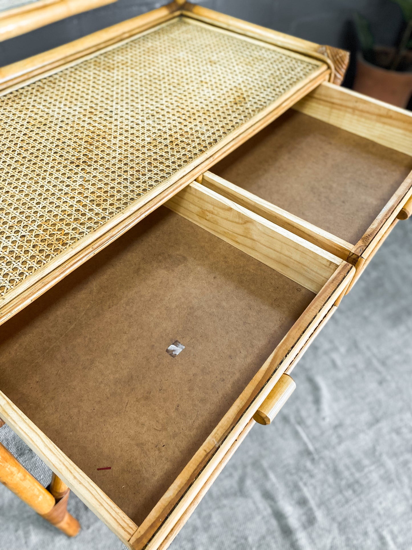 Cane Dresser & Mirror