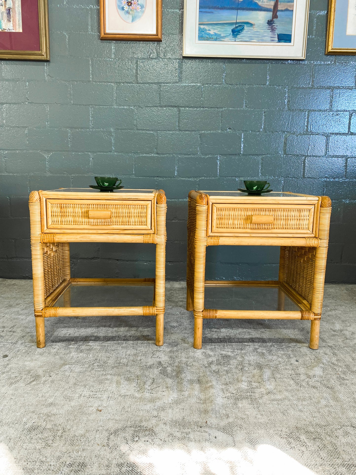 Woven Wicker Pedestals
