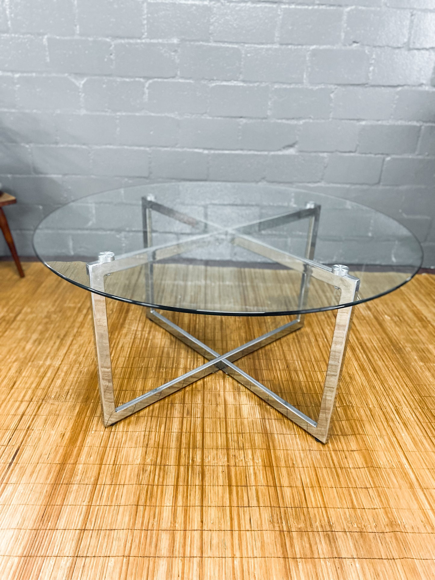 Glass and Chrome Circular Coffee Table
