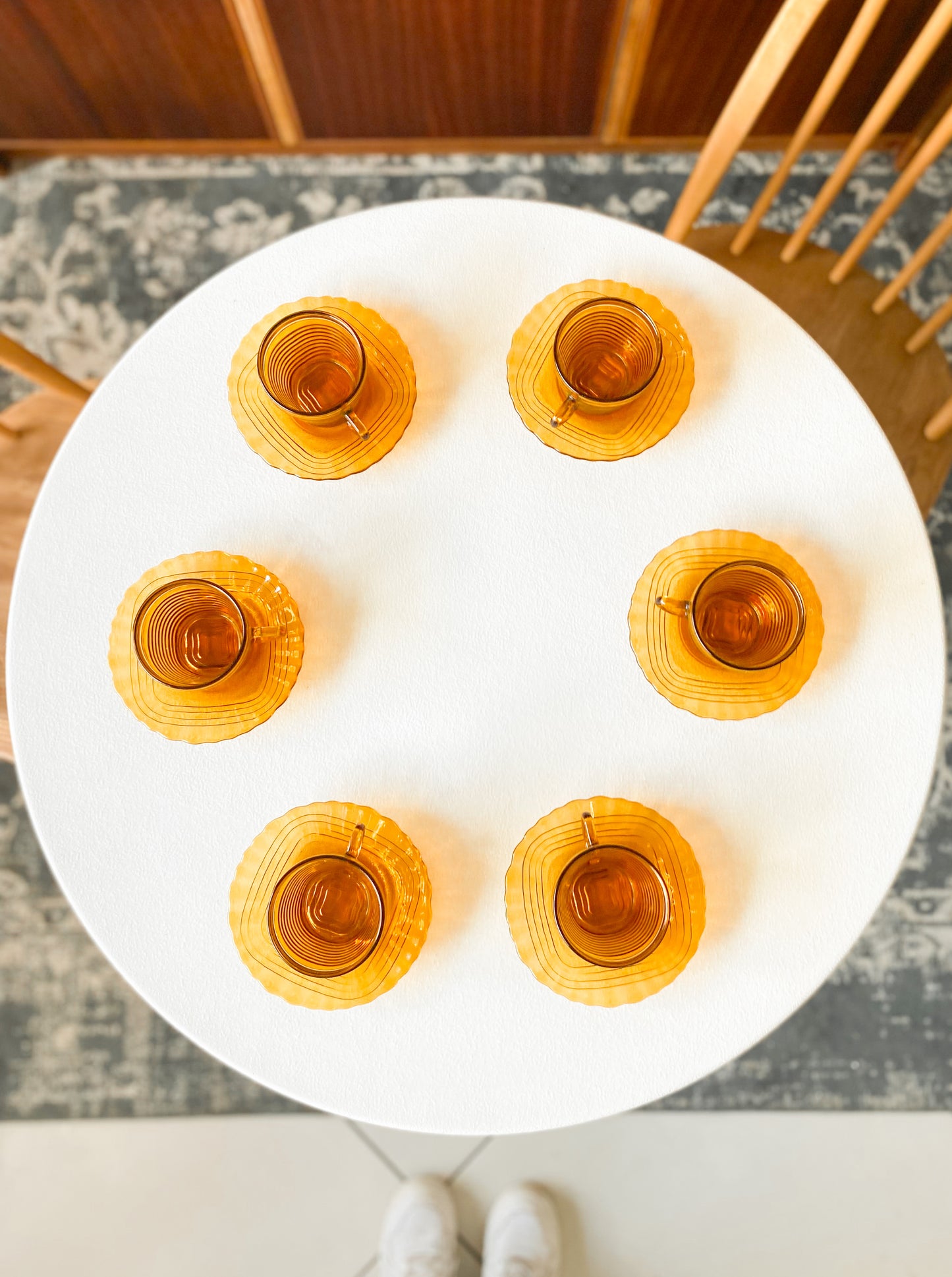 Amber Glass Demitasse Cups and Saucers