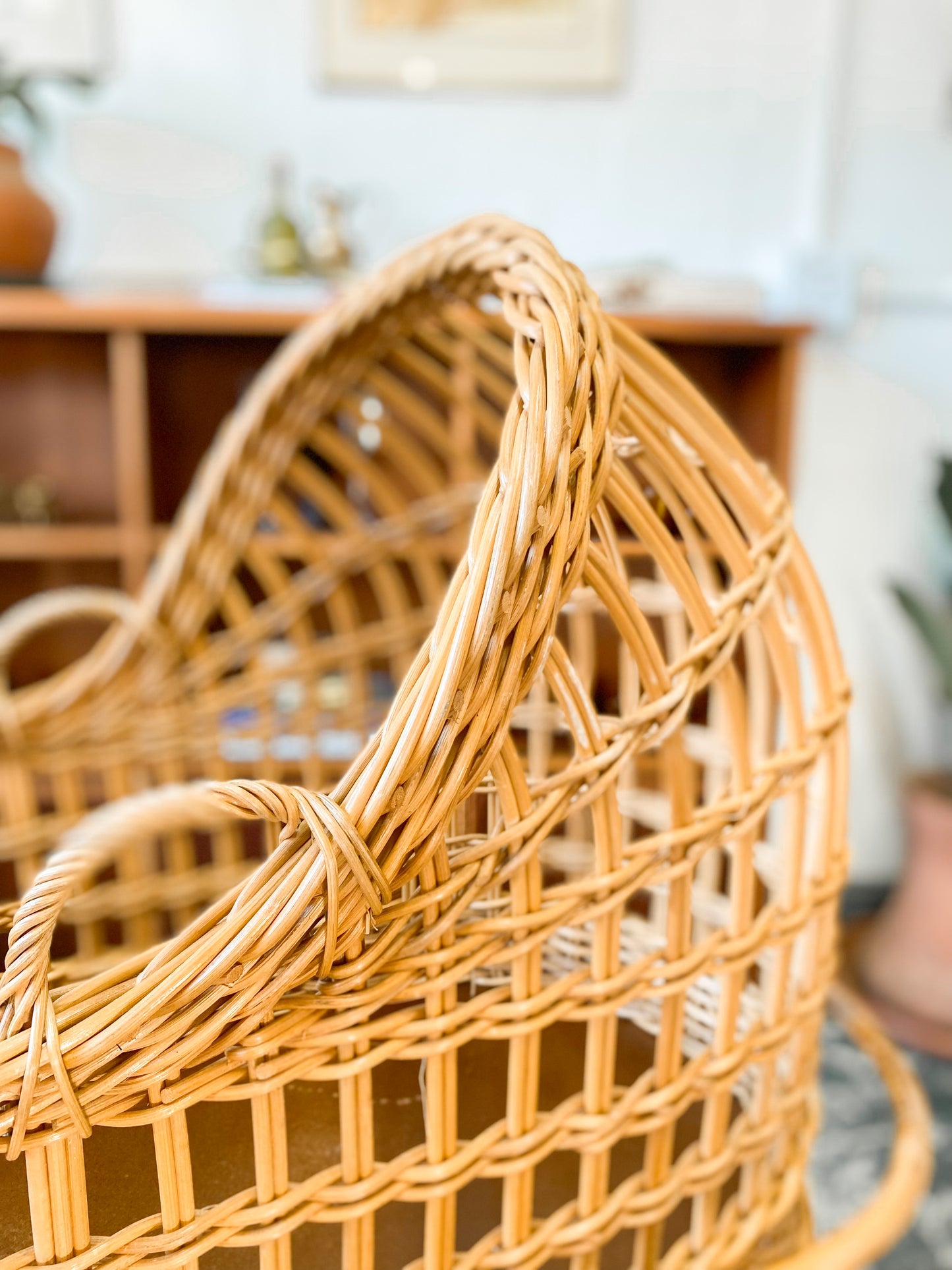 Vintage Cane Baby Bassinet