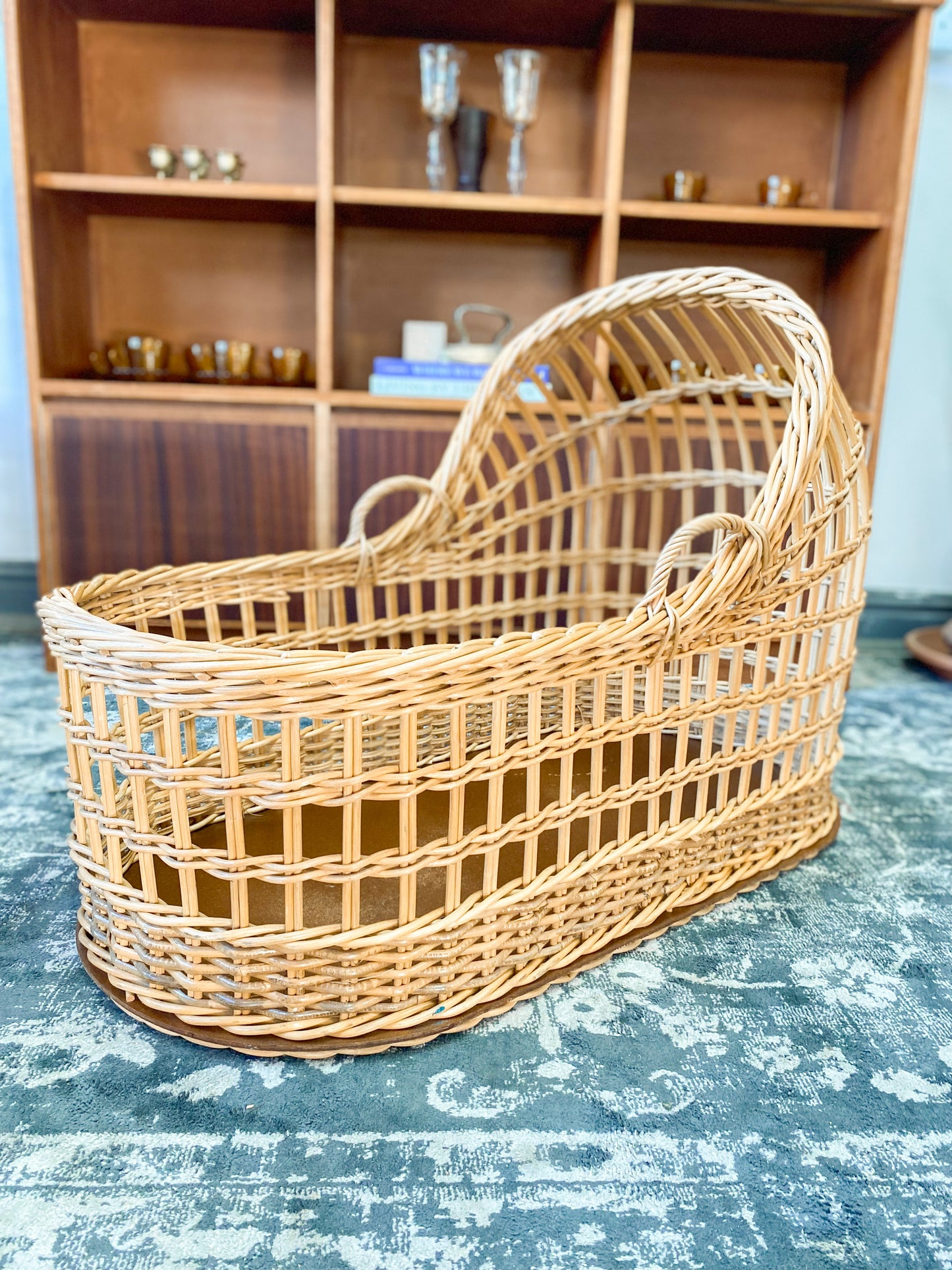 Vintage Cane Baby Bassinet