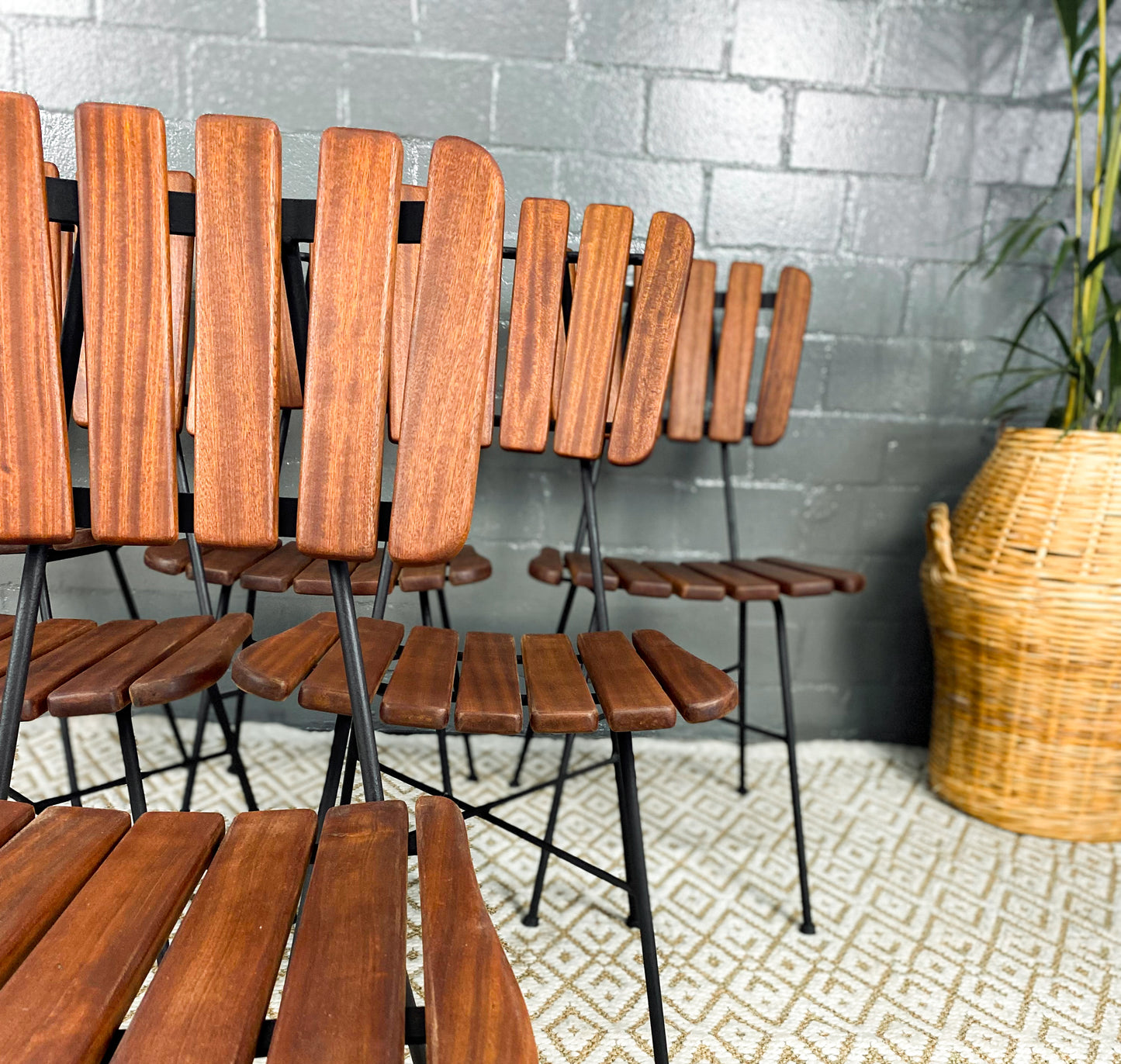 6 Wooden Slatted Dining Chairs