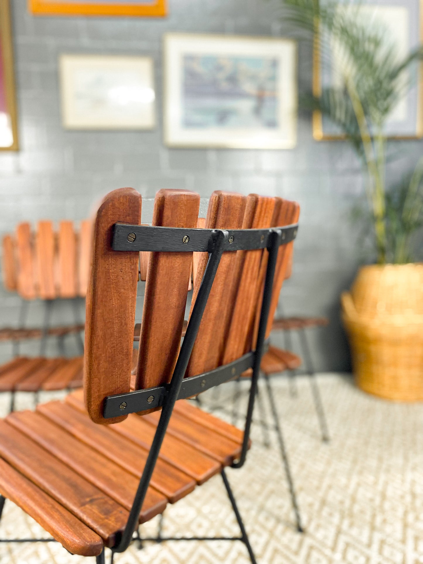 6 Wooden Slatted Dining Chairs