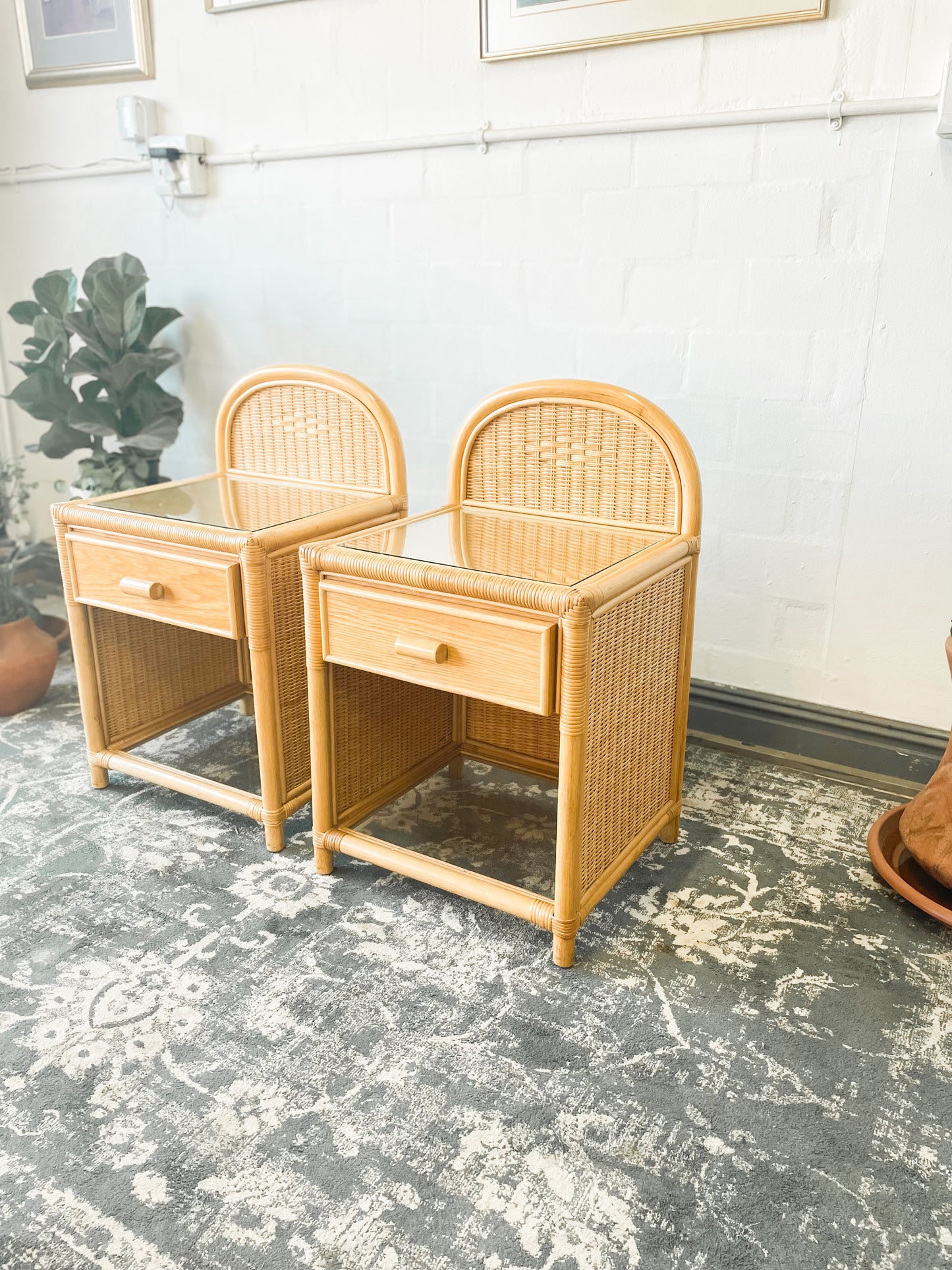 Woven Wicker Pedestals