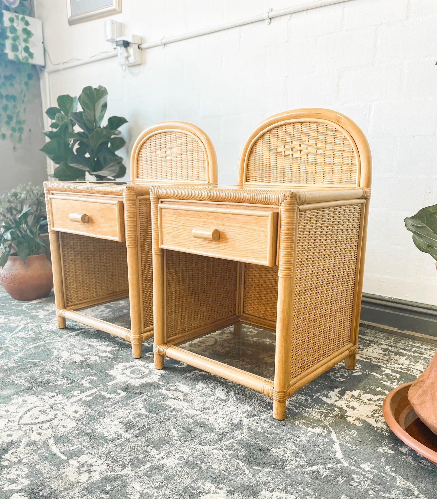 Woven Wicker Pedestals