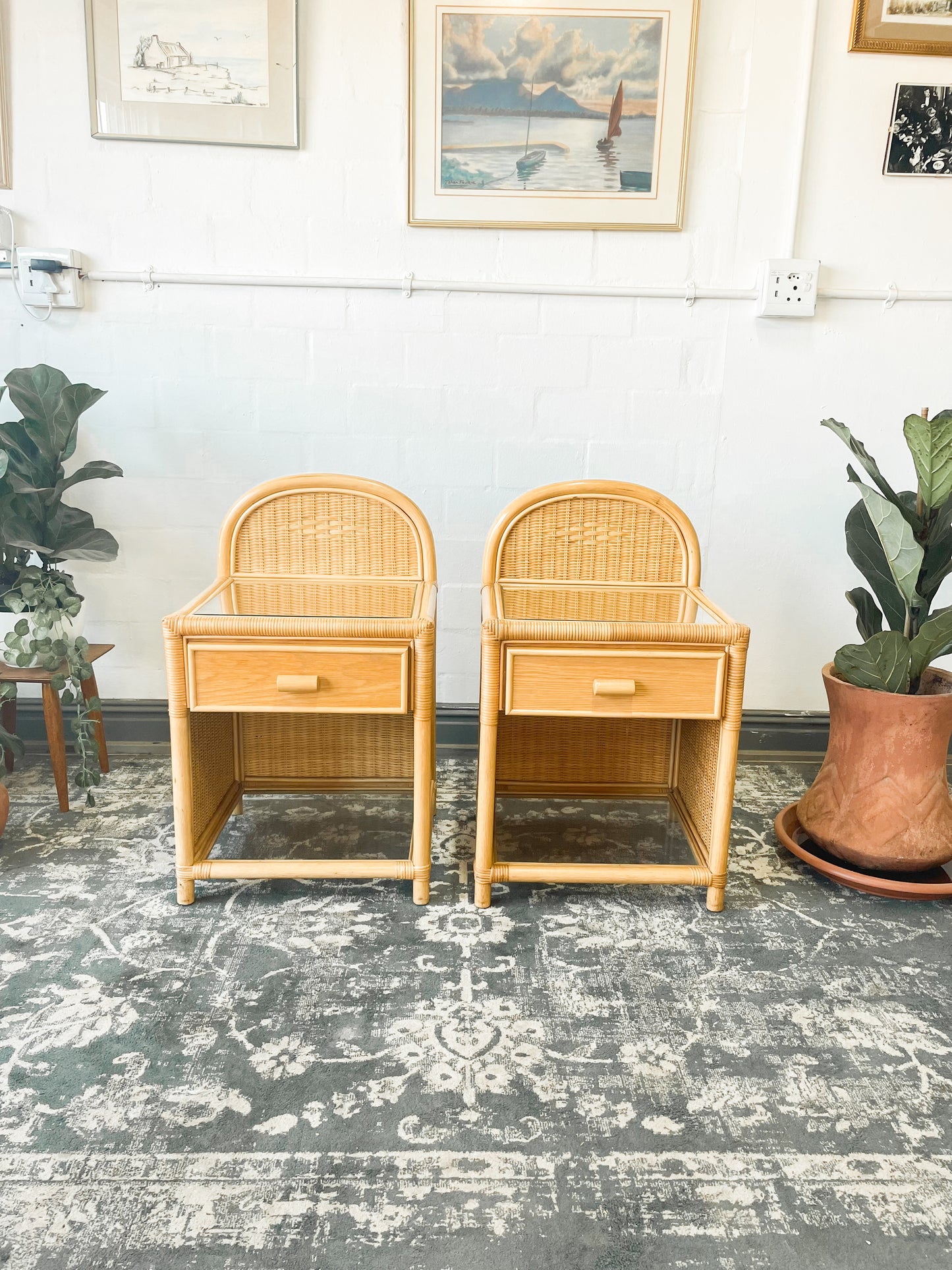 Woven Wicker Pedestals