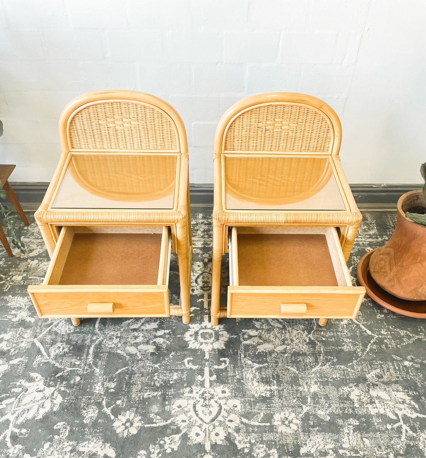 Woven Wicker Pedestals