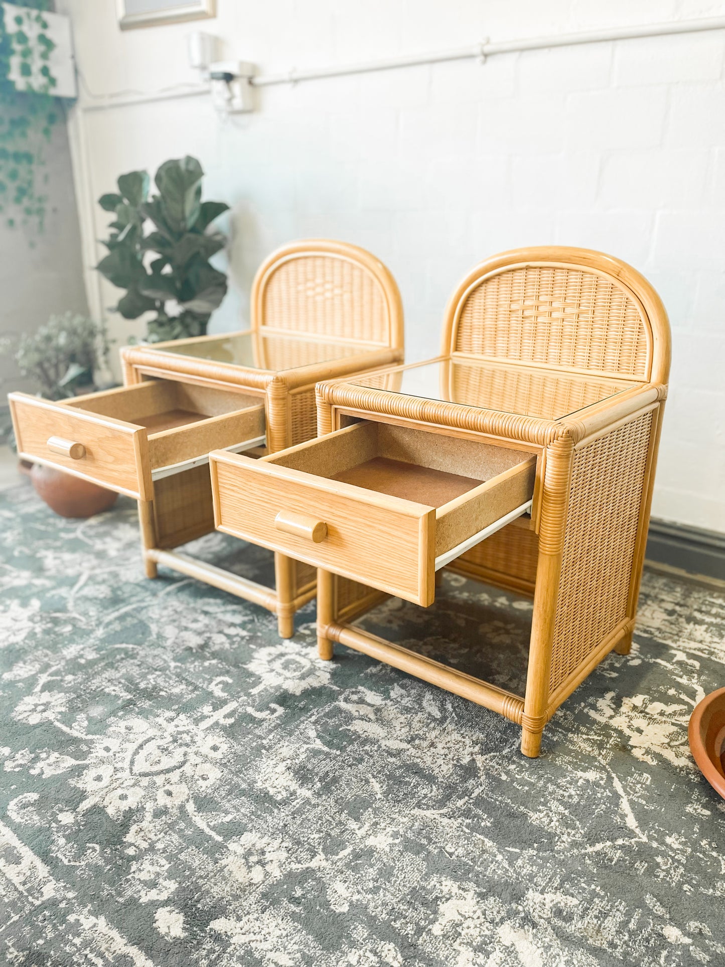 Woven Wicker Pedestals