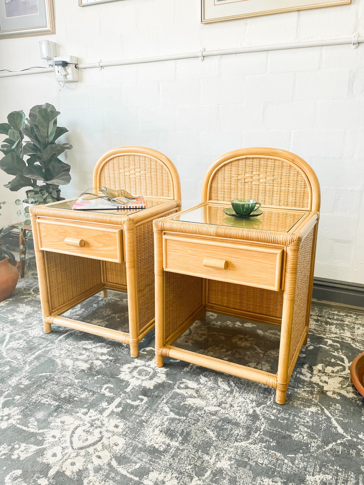 Woven Wicker Pedestals
