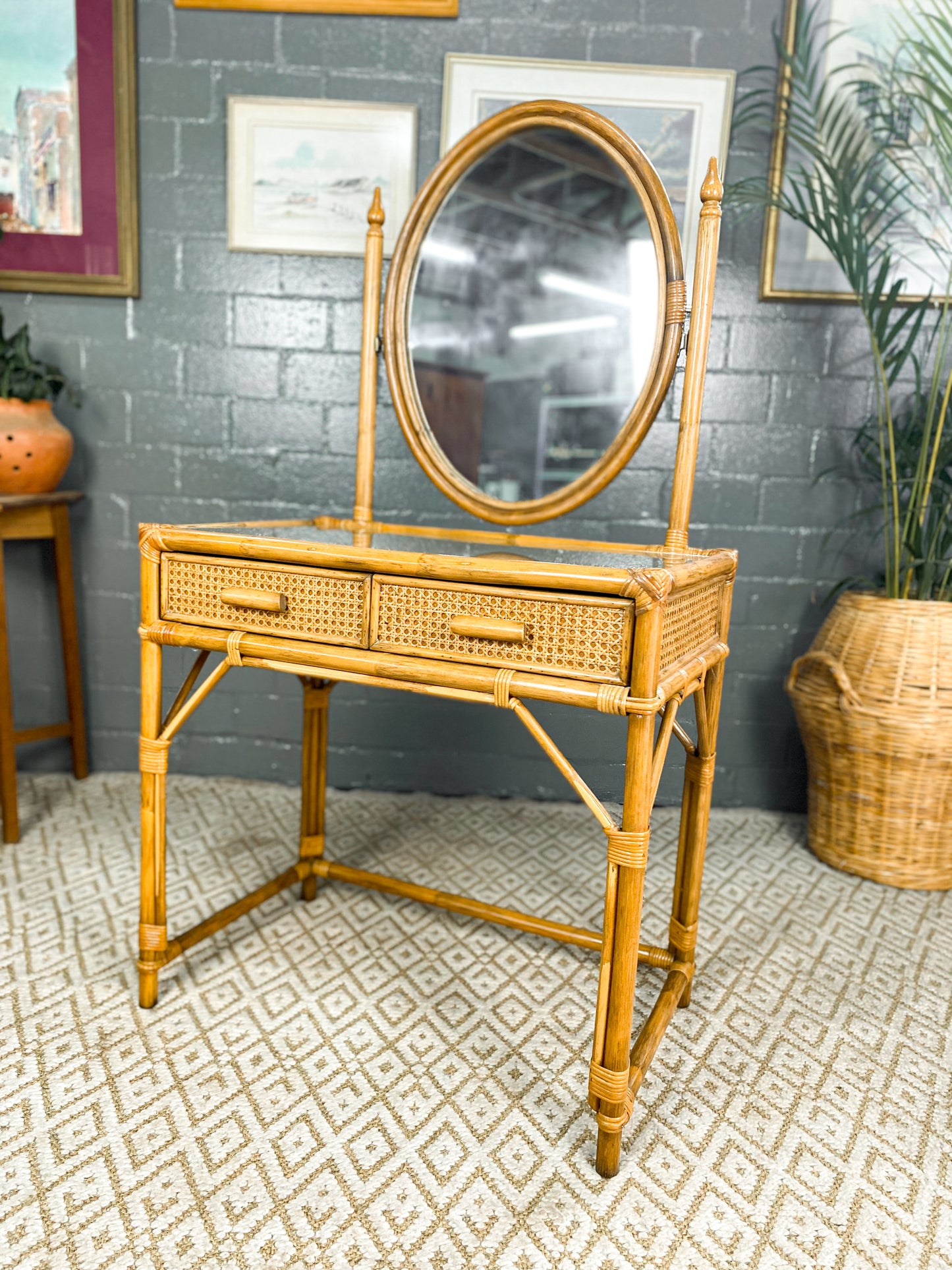 Cane Dresser & Stool