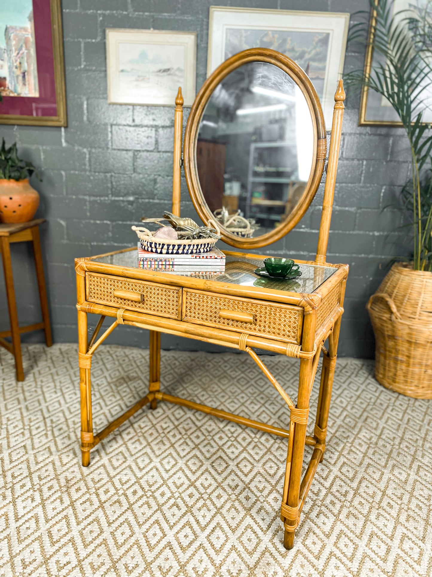 Cane Dresser & Stool