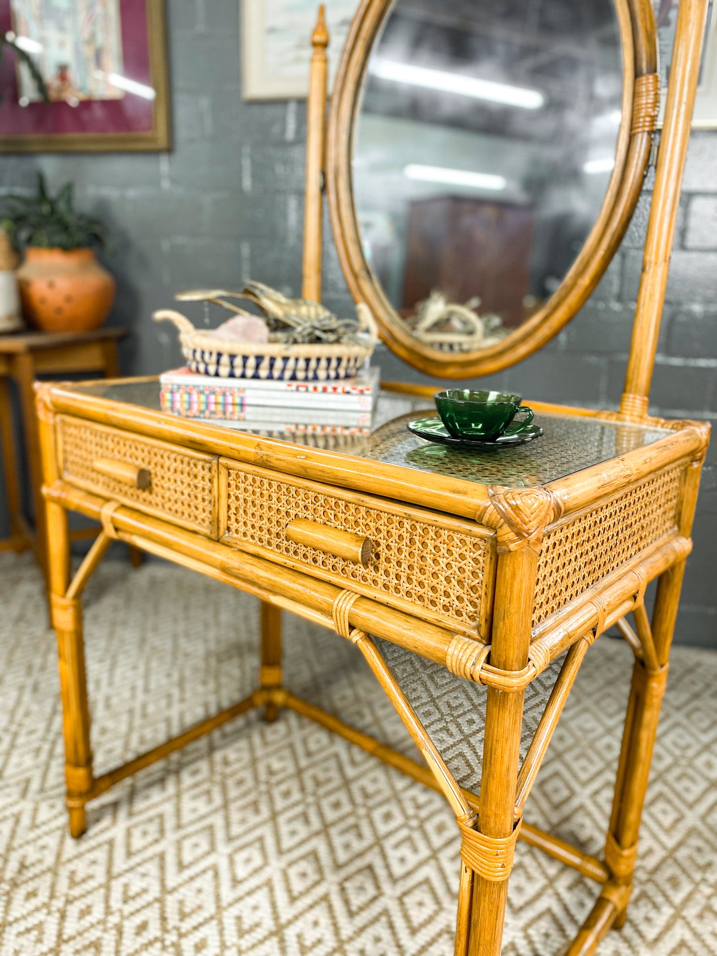 Cane Dresser & Stool