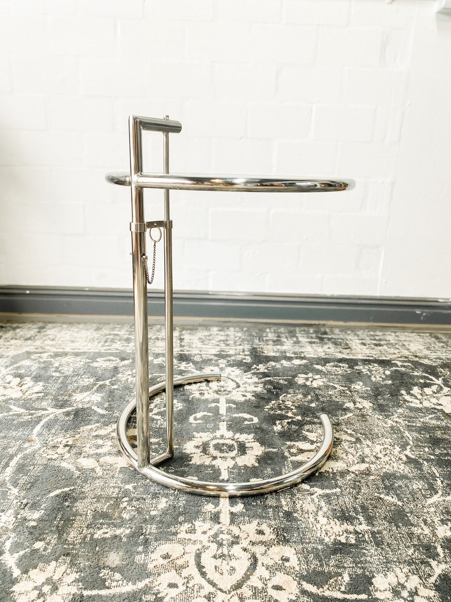 Eileen Gray Style Chrome & Glass Side Table