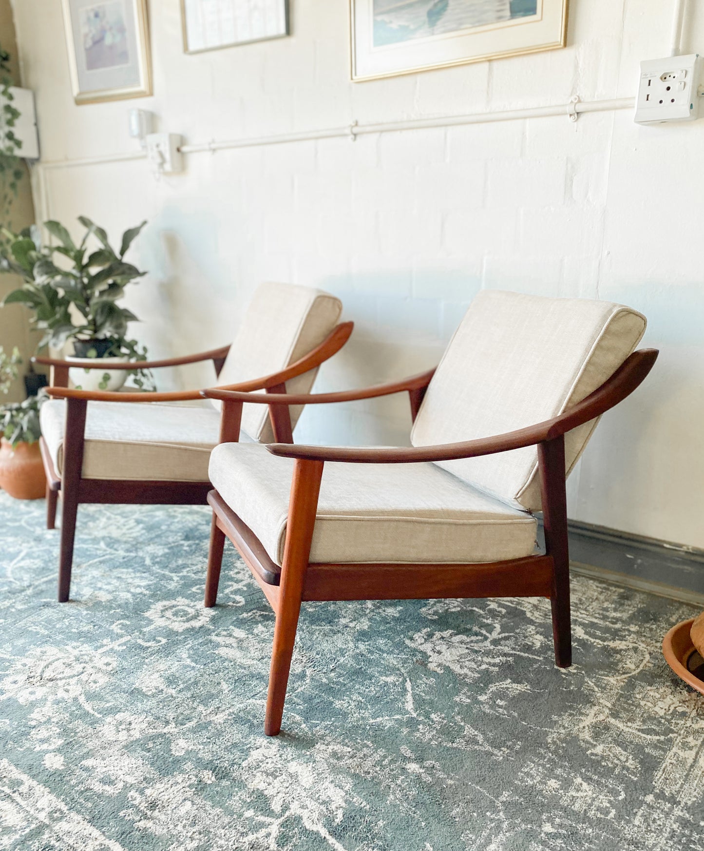 Pair of Mid-Century Modern Teak Armchairs