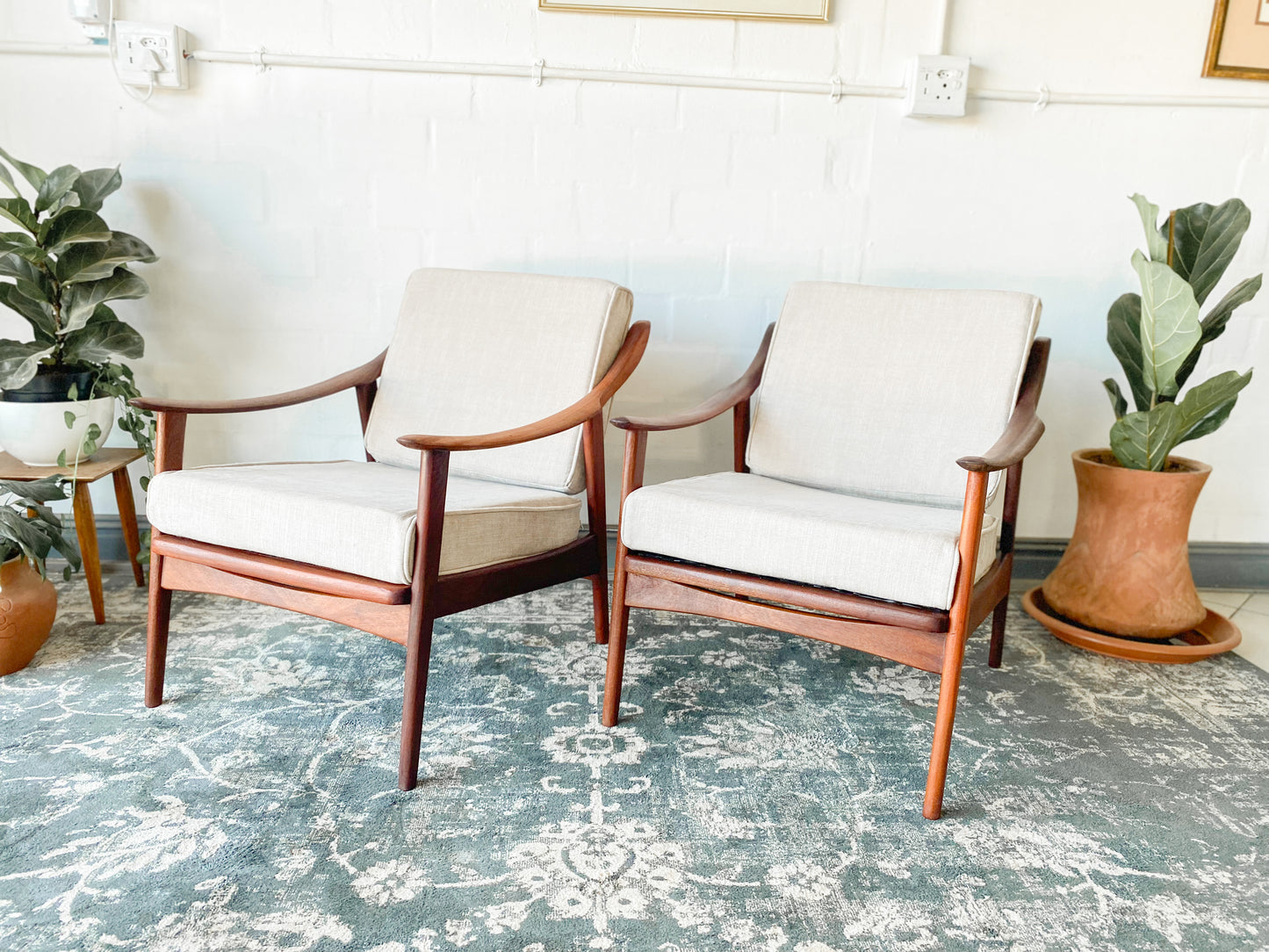 Pair of Mid-Century Modern Teak Armchairs