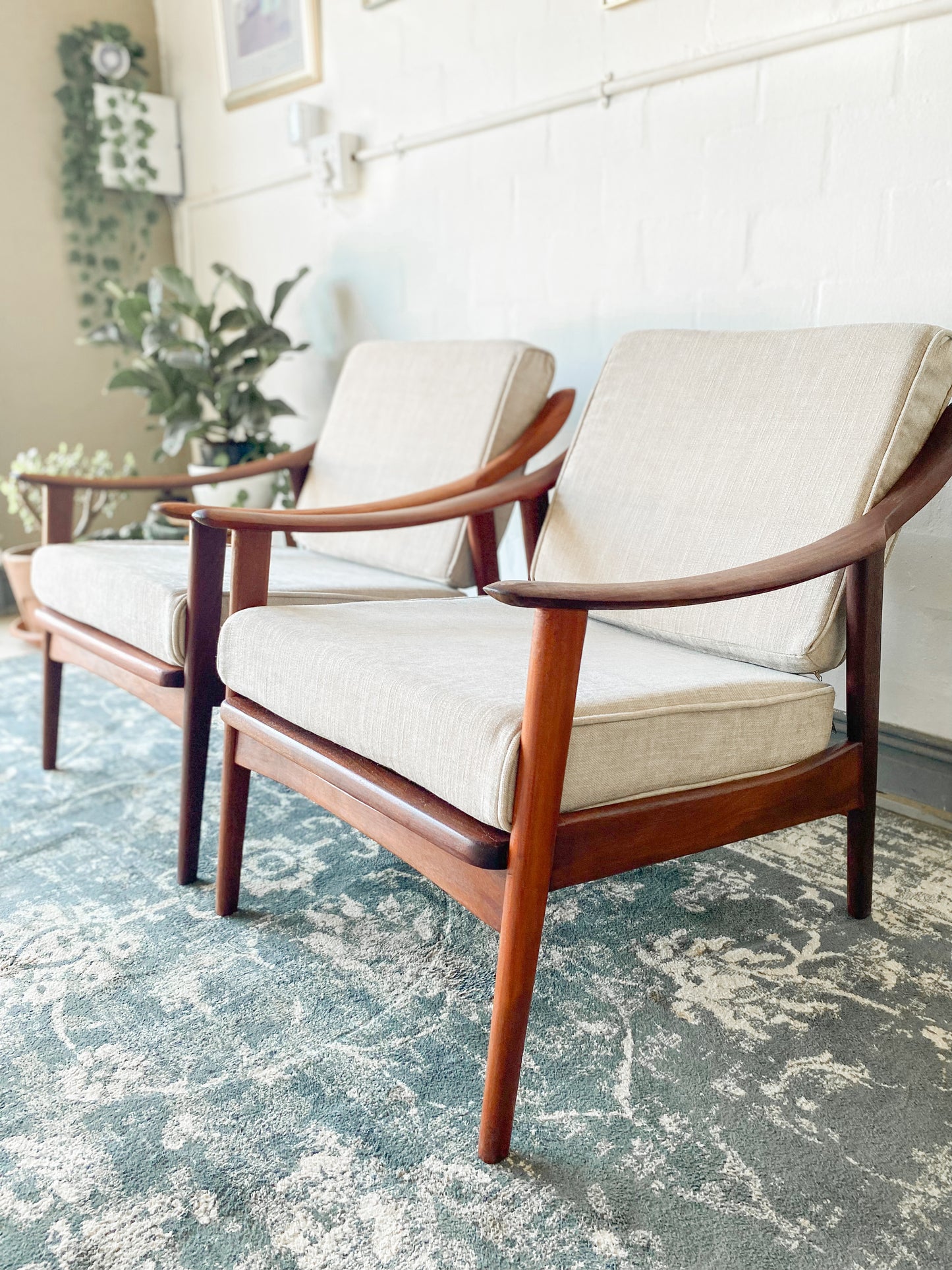 Pair of Mid-Century Modern Teak Armchairs