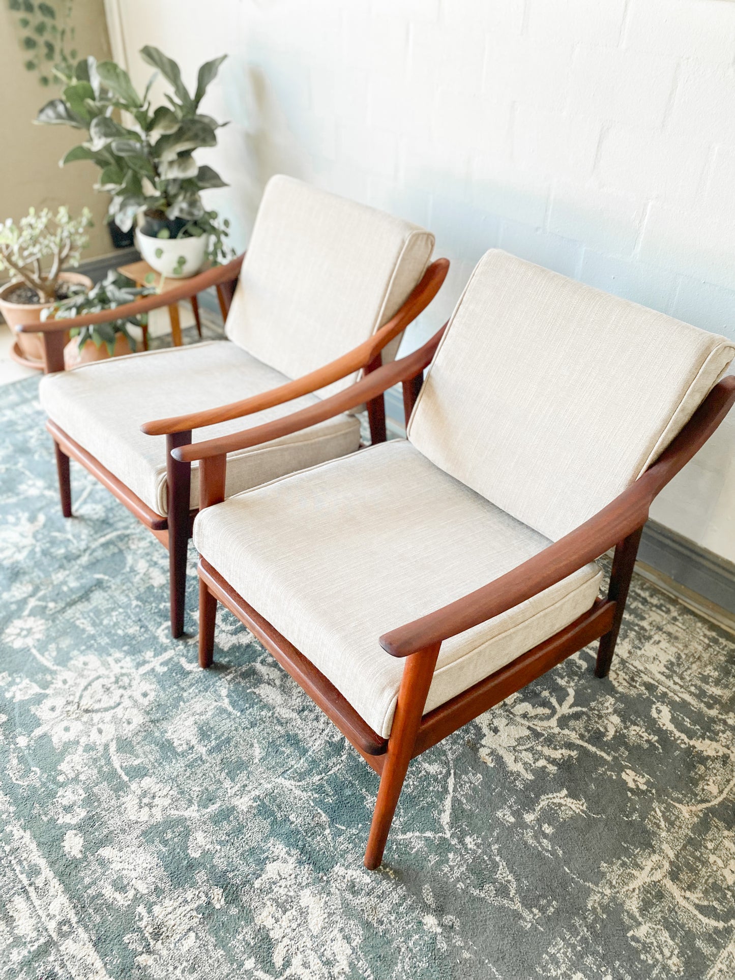 Pair of Mid-Century Modern Teak Armchairs