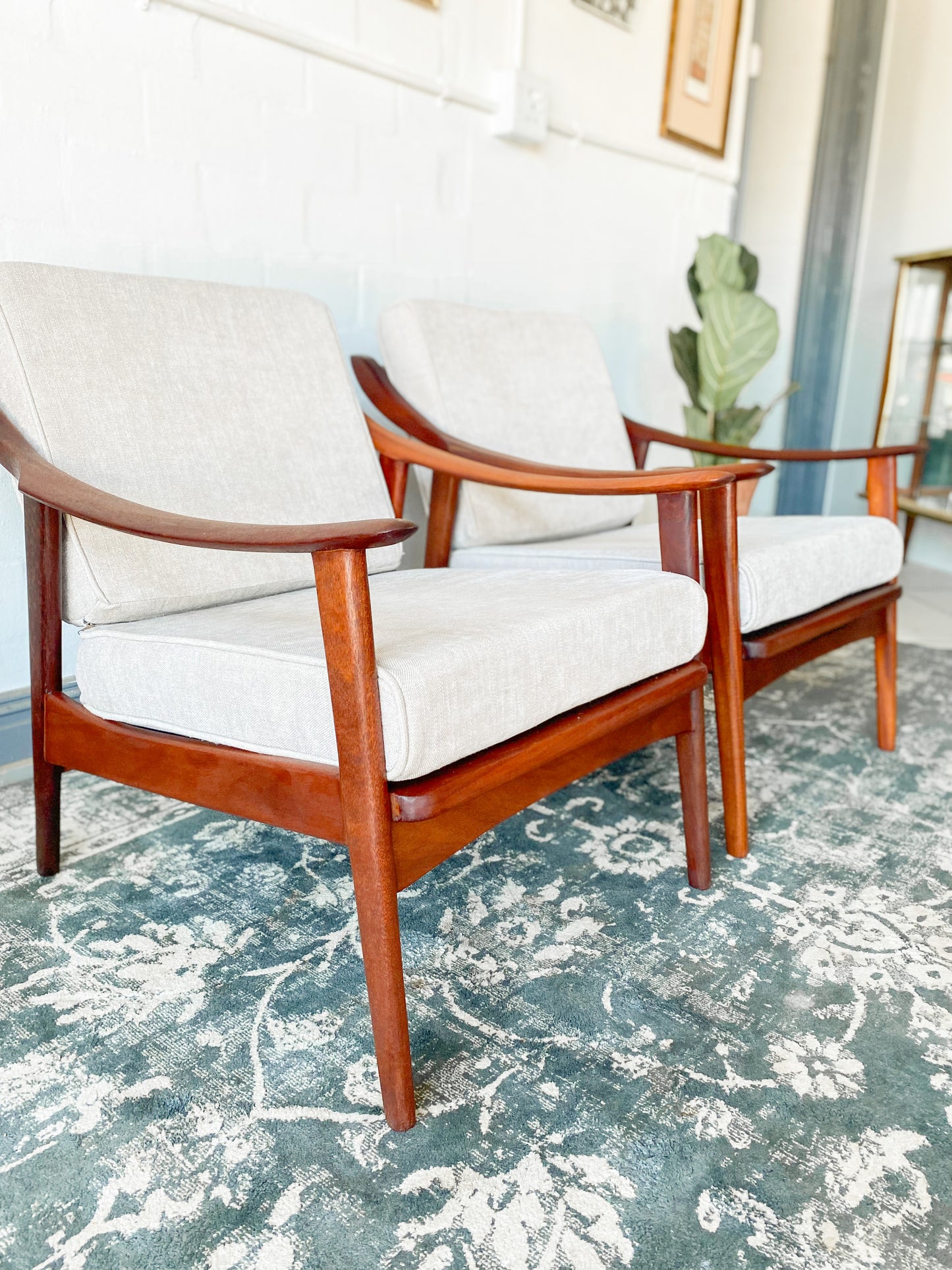 Pair of Mid-Century Modern Teak Armchairs