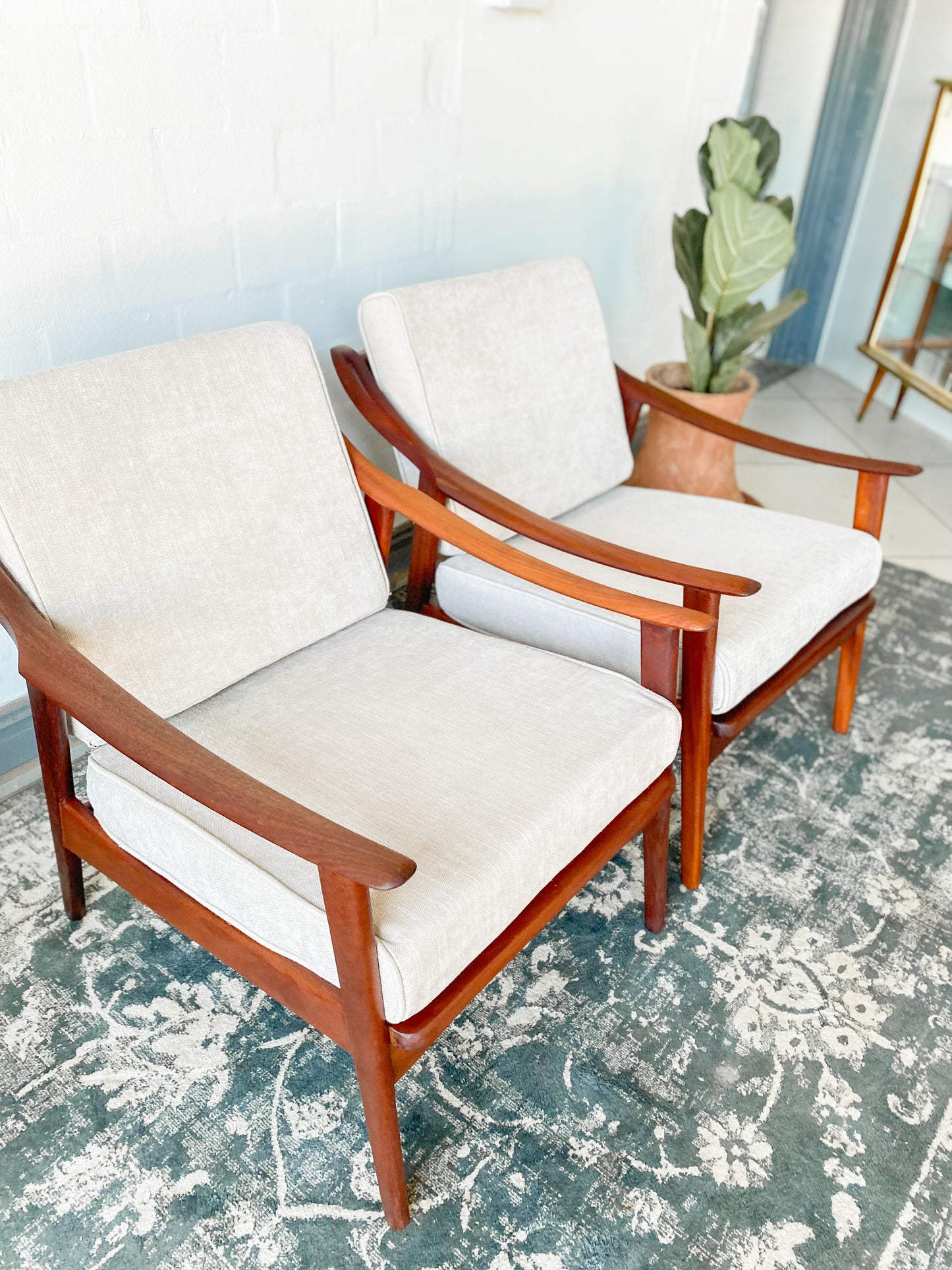 Pair of Mid-Century Modern Teak Armchairs
