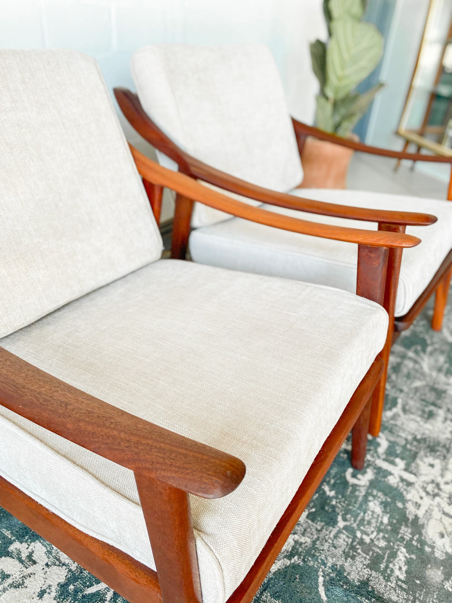 Pair of Mid-Century Modern Teak Armchairs