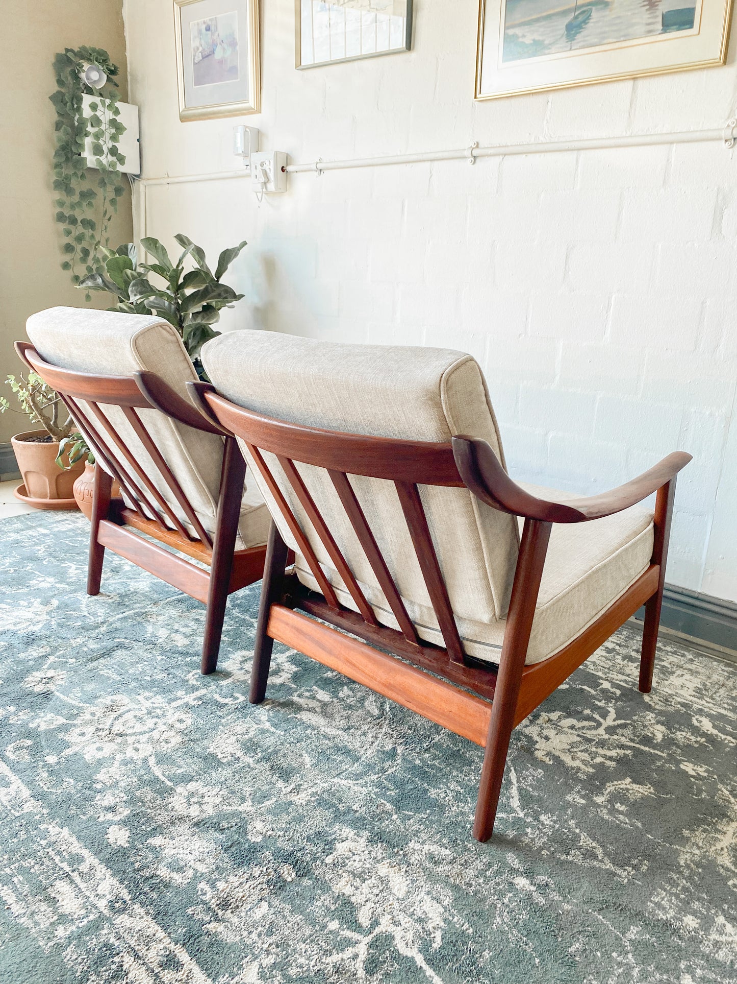 Pair of Mid-Century Modern Teak Armchairs