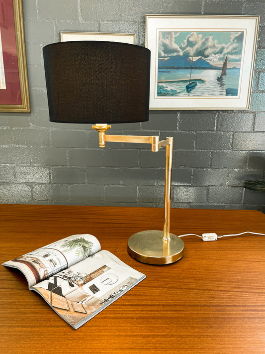 Brass Mid Century Lamp with Shade