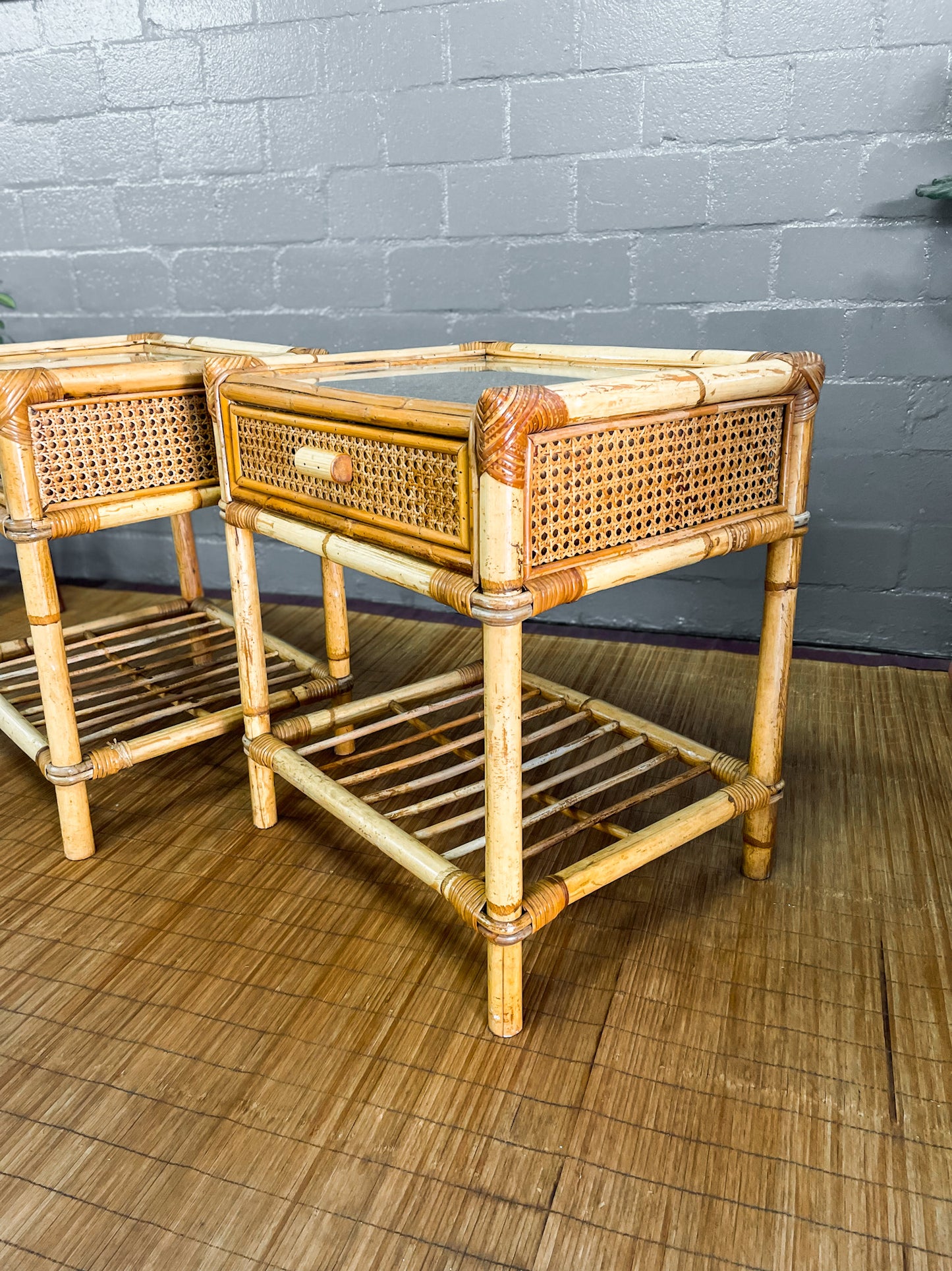 Pair of Cane Pedestals.