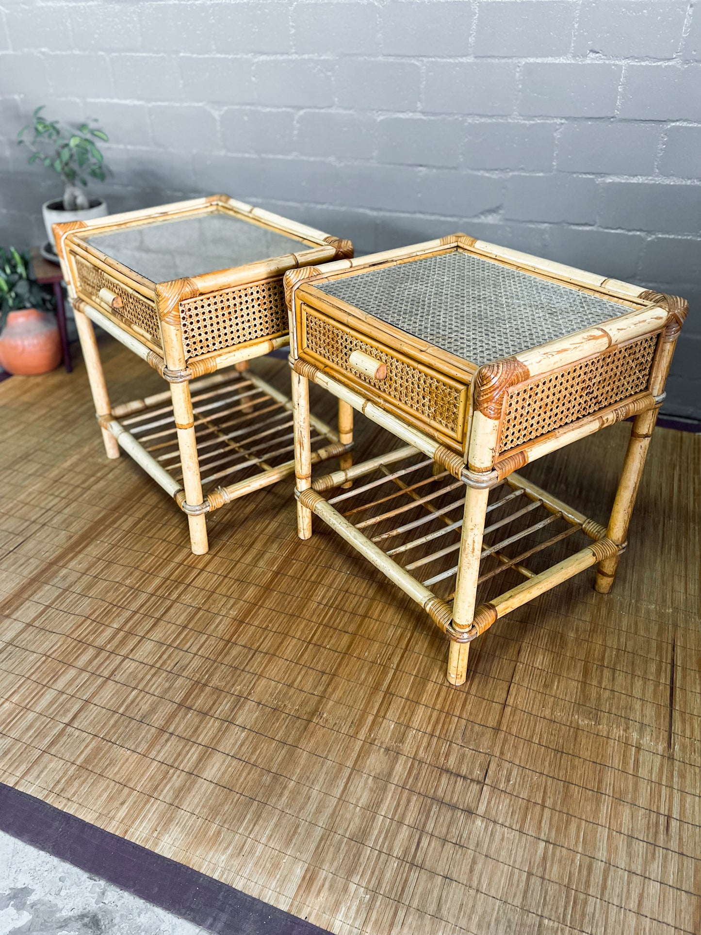 Pair of Cane Pedestals.