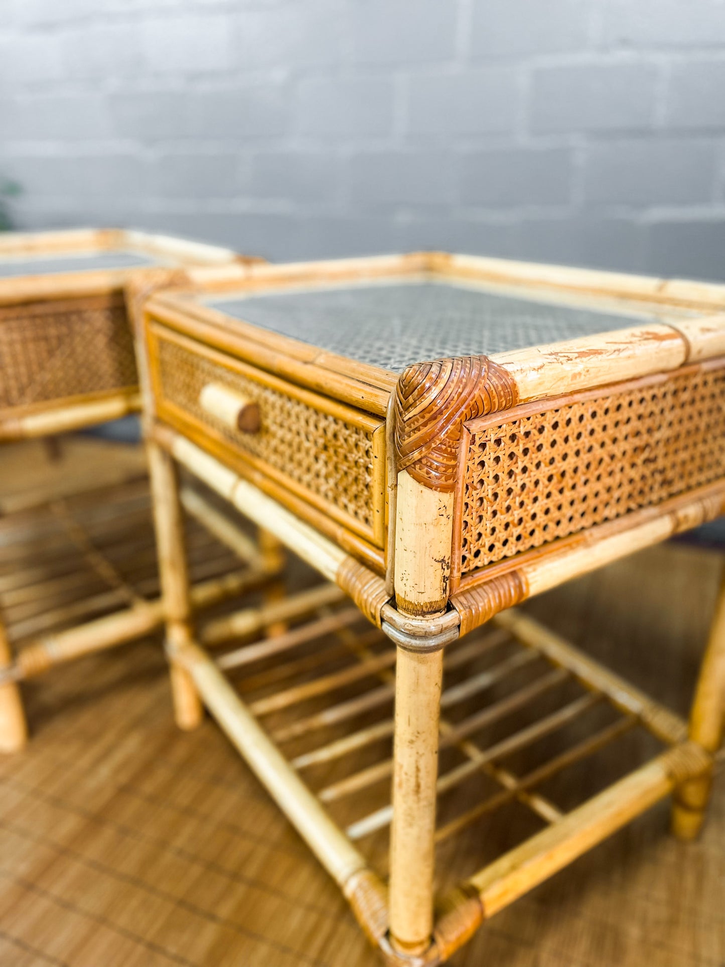 Pair of Cane Pedestals.