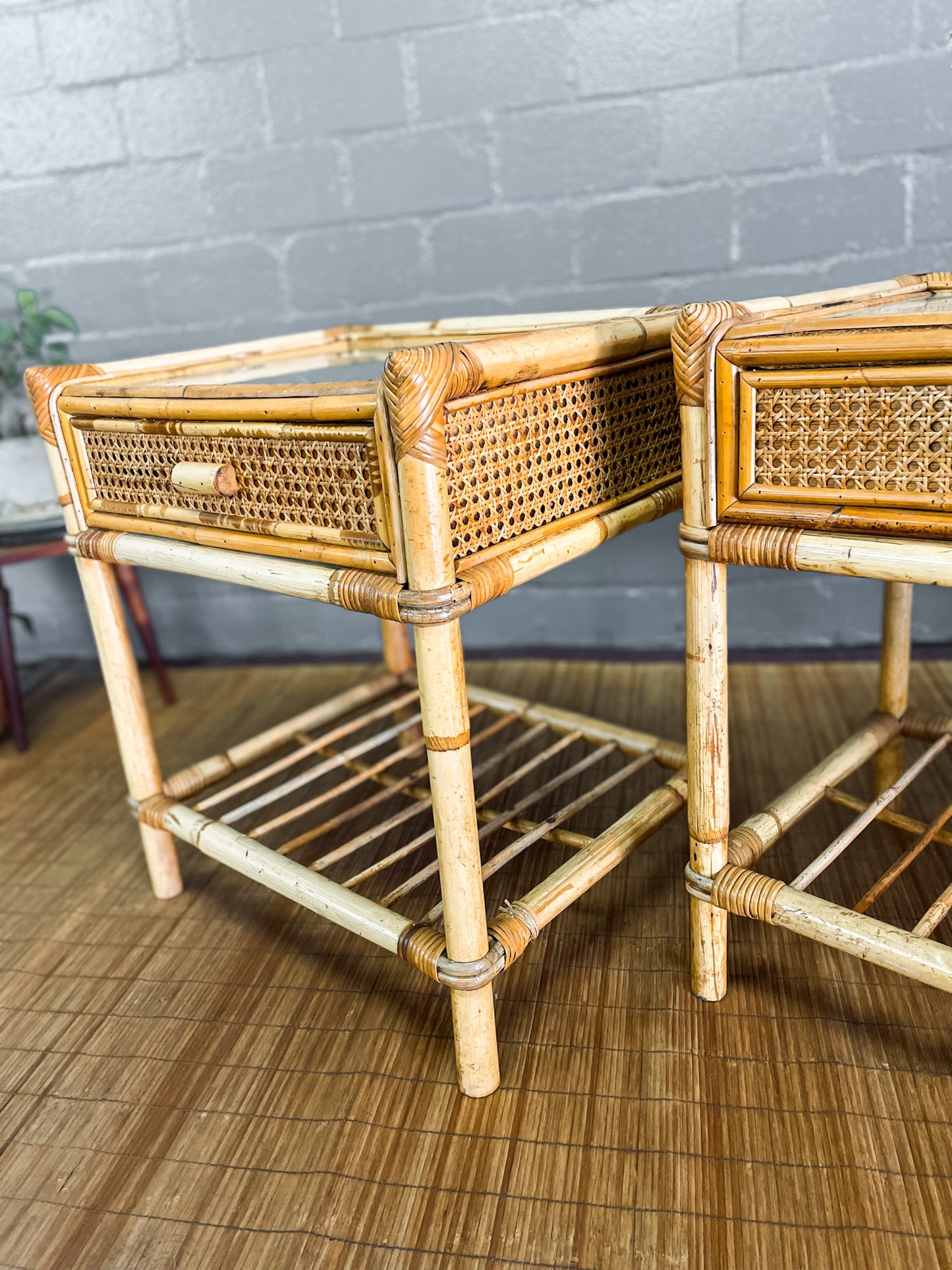 Pair of Cane Pedestals.