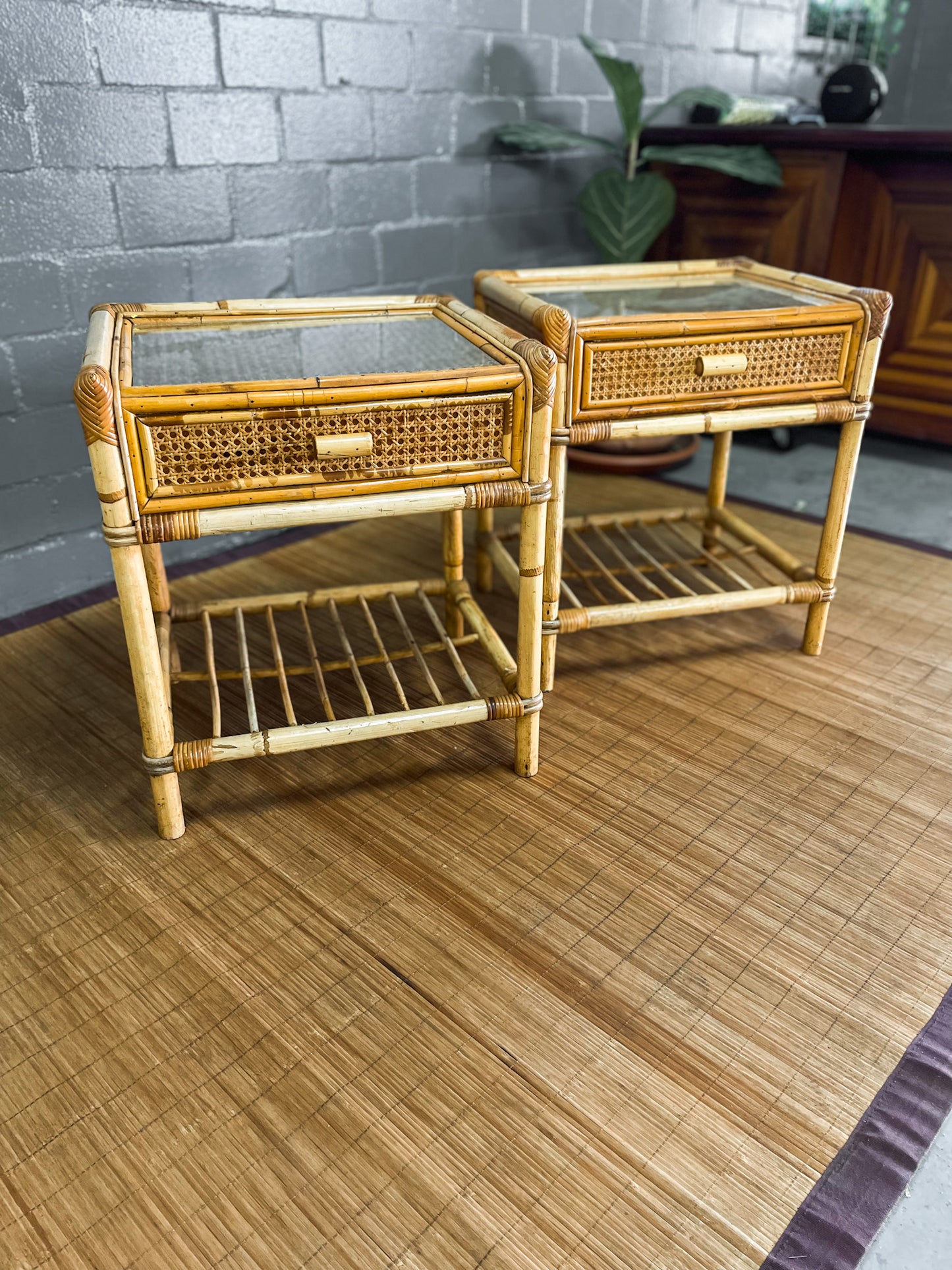 Pair of Cane Pedestals.