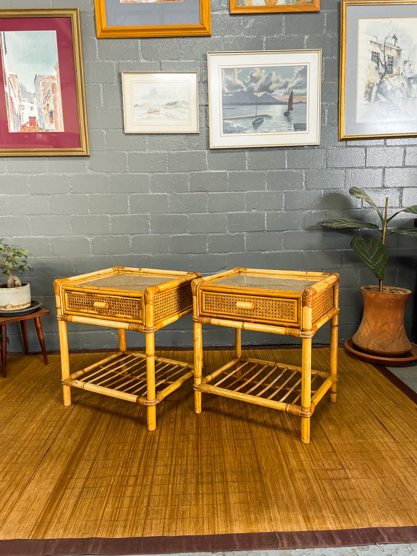 Pair of Cane Pedestals.