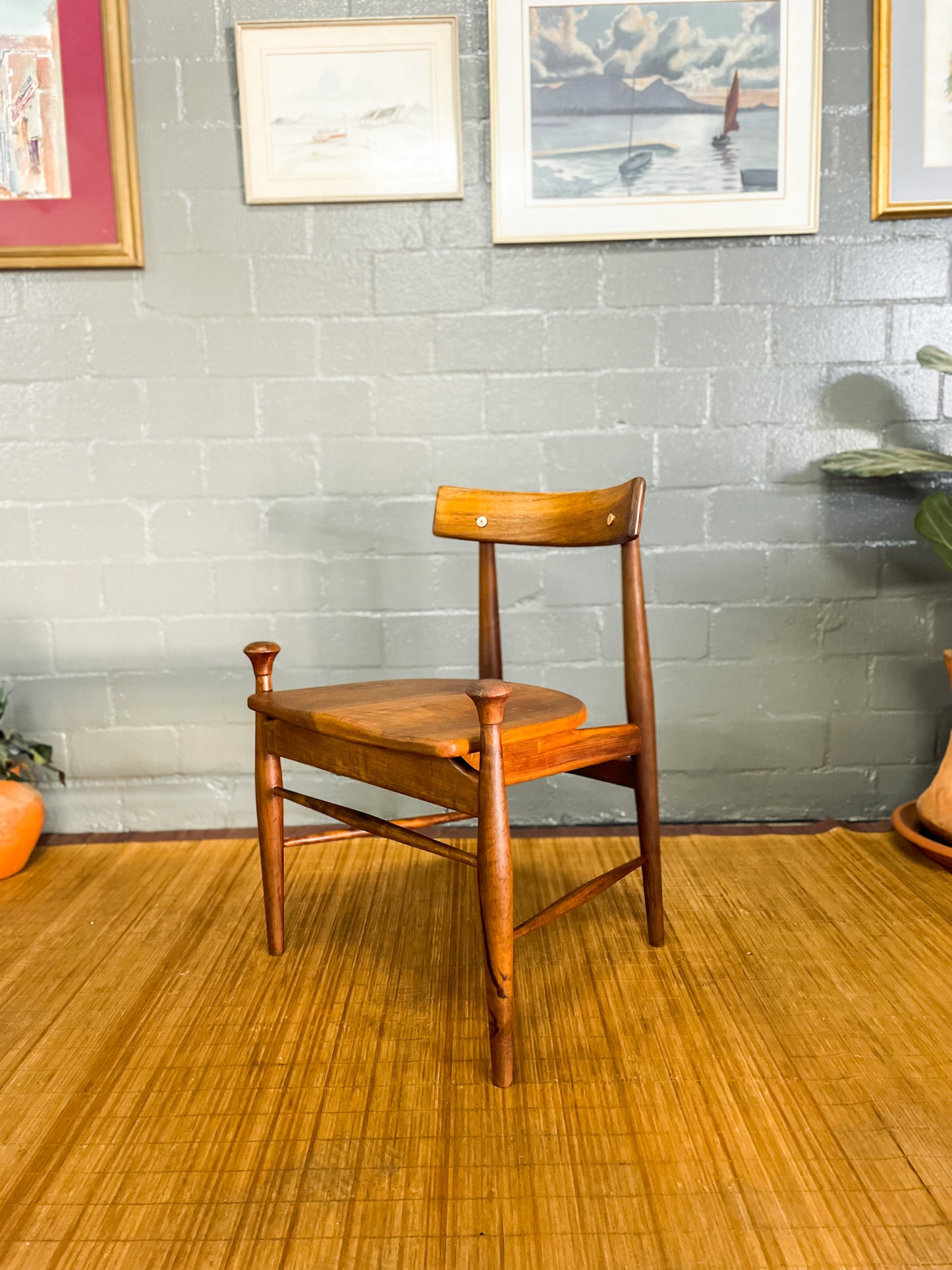 "Mid-Century Imbuia Wood Dining Chair Inspired by FINN JUHL's 'Bwana' Design"