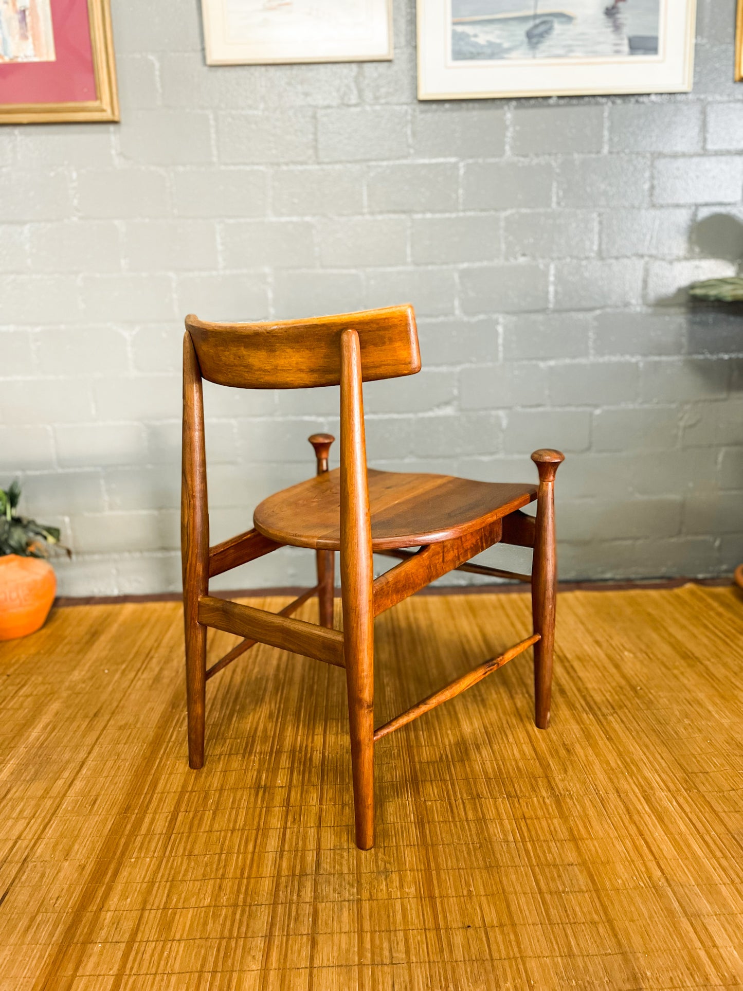 "Mid-Century Imbuia Wood Dining Chair Inspired by FINN JUHL's 'Bwana' Design"