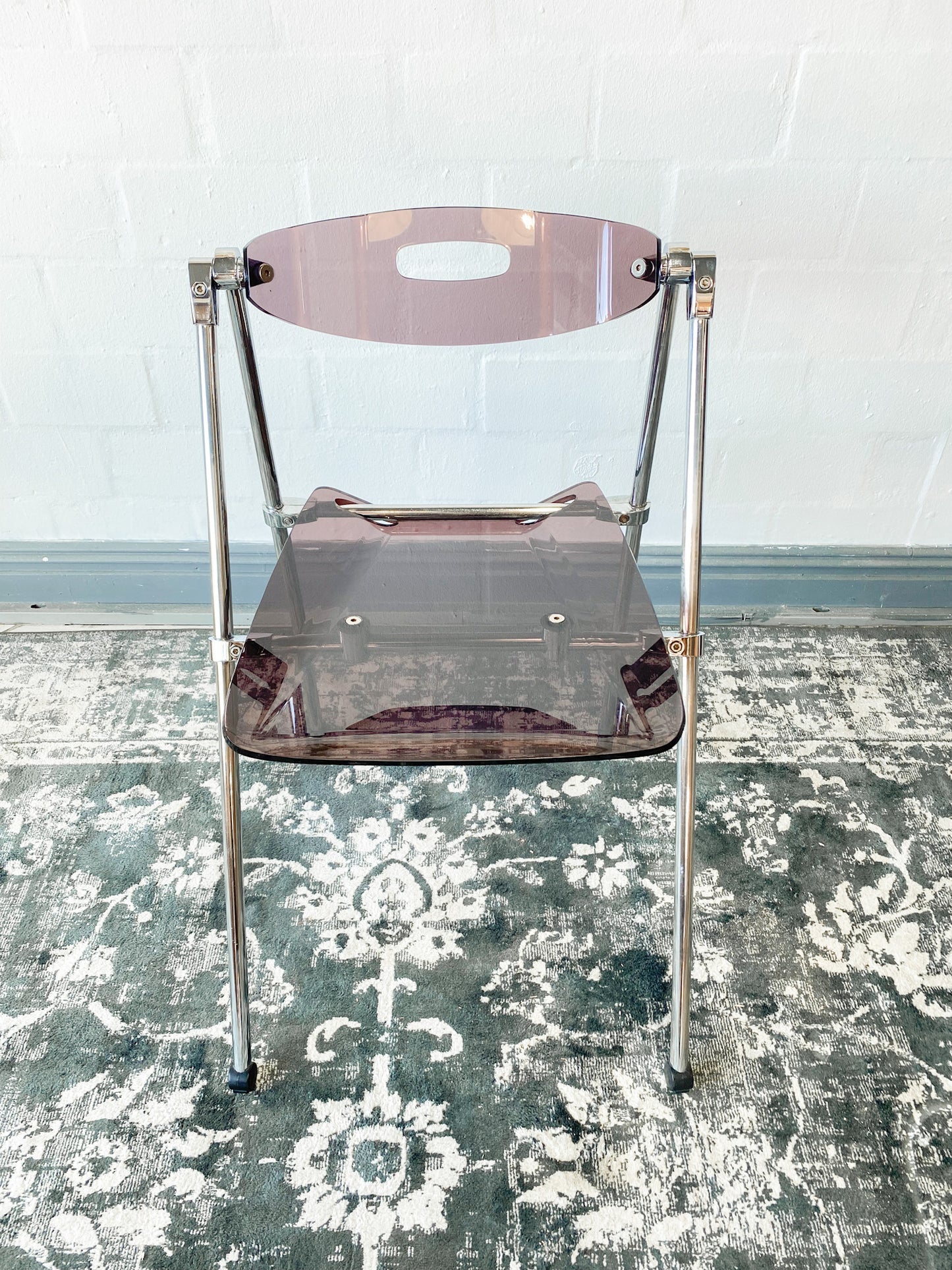 Pair of Giancarlo Piretti Lucite Folding Chairs