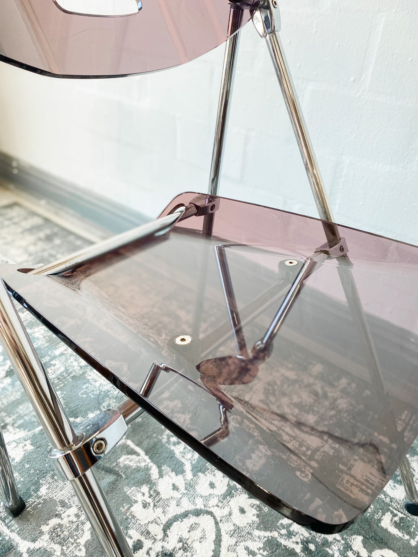 Pair of Giancarlo Piretti Lucite Folding Chairs