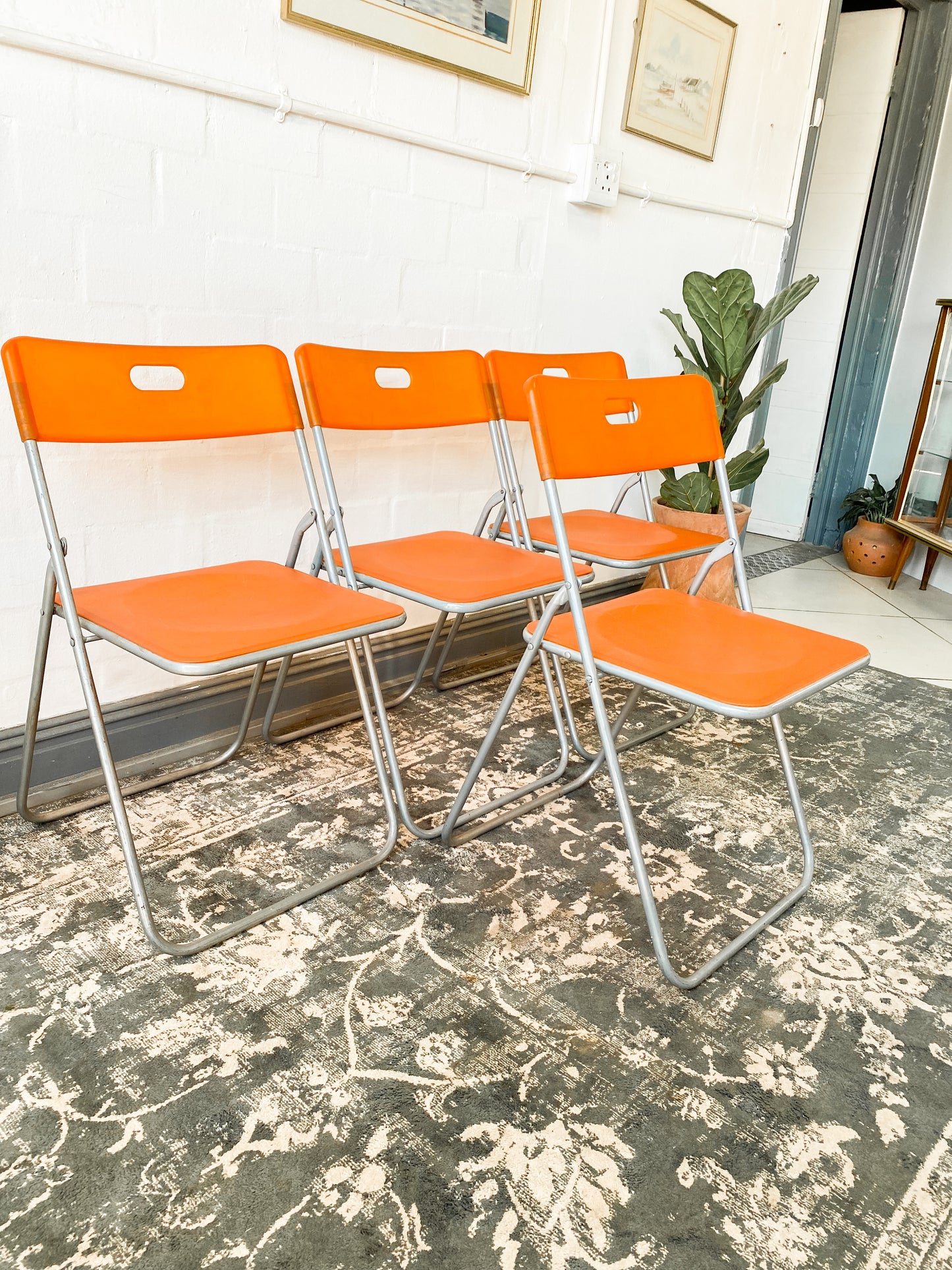 Set of 4 Piretti-style Folding Chairs